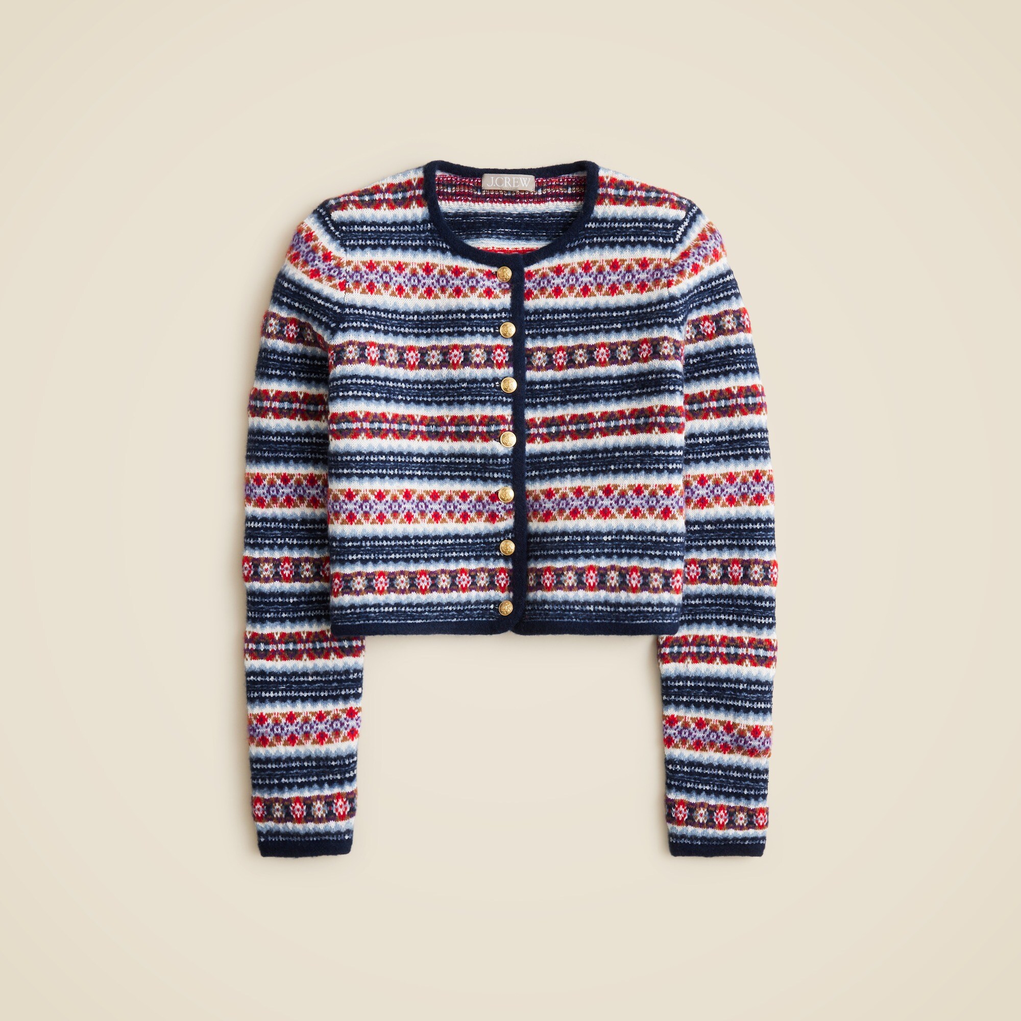 Fair Isle lady jacket in boiled wool blend
