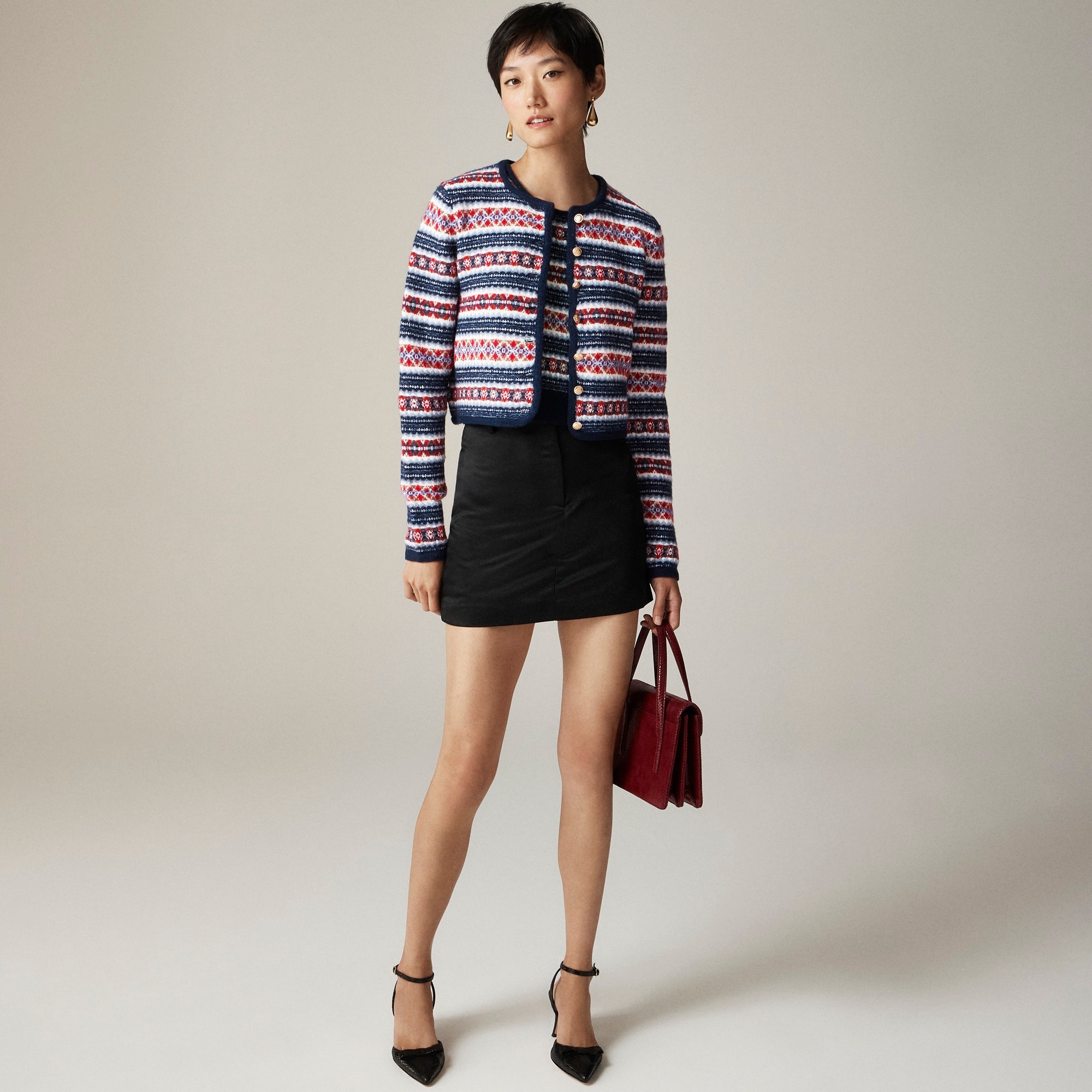 womens Fair Isle lady jacket in boiled wool blend