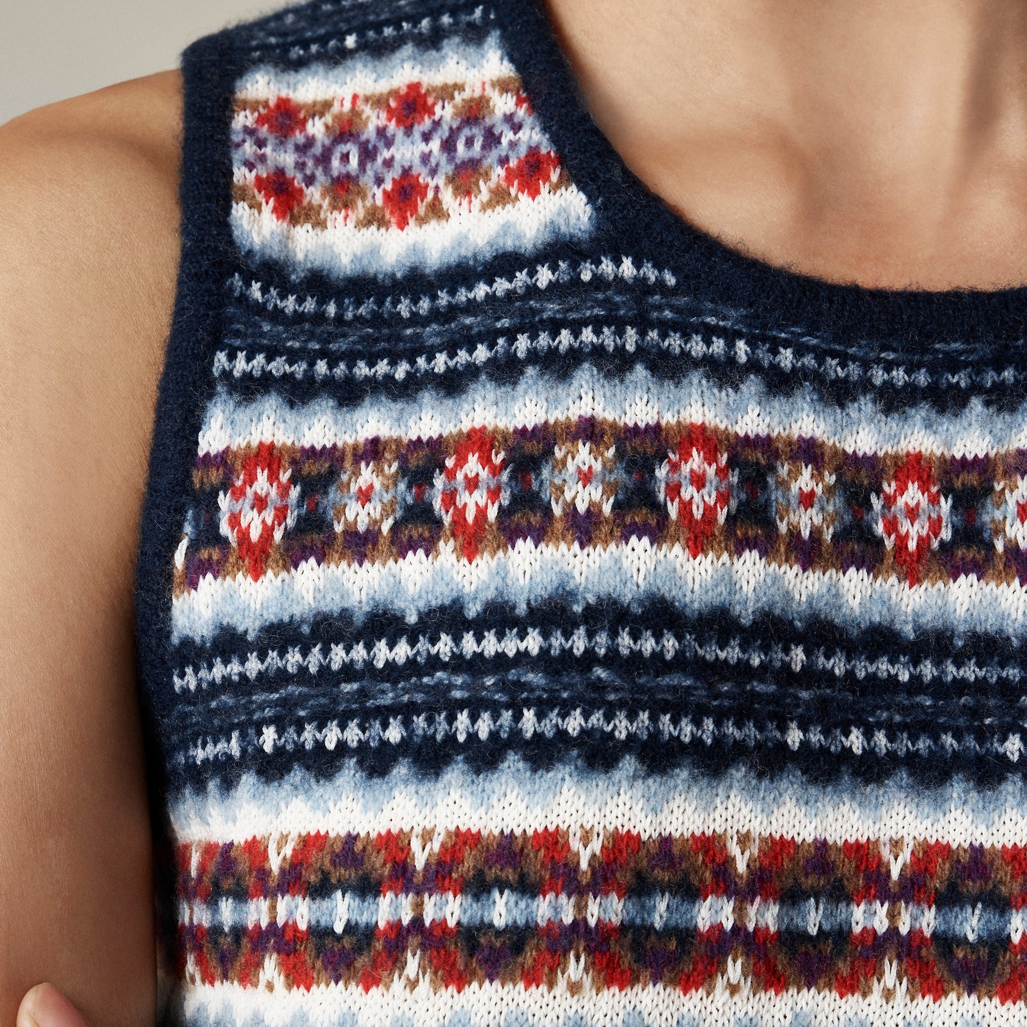 Fair Isle sweater shell in boiled wool blend - image 3
