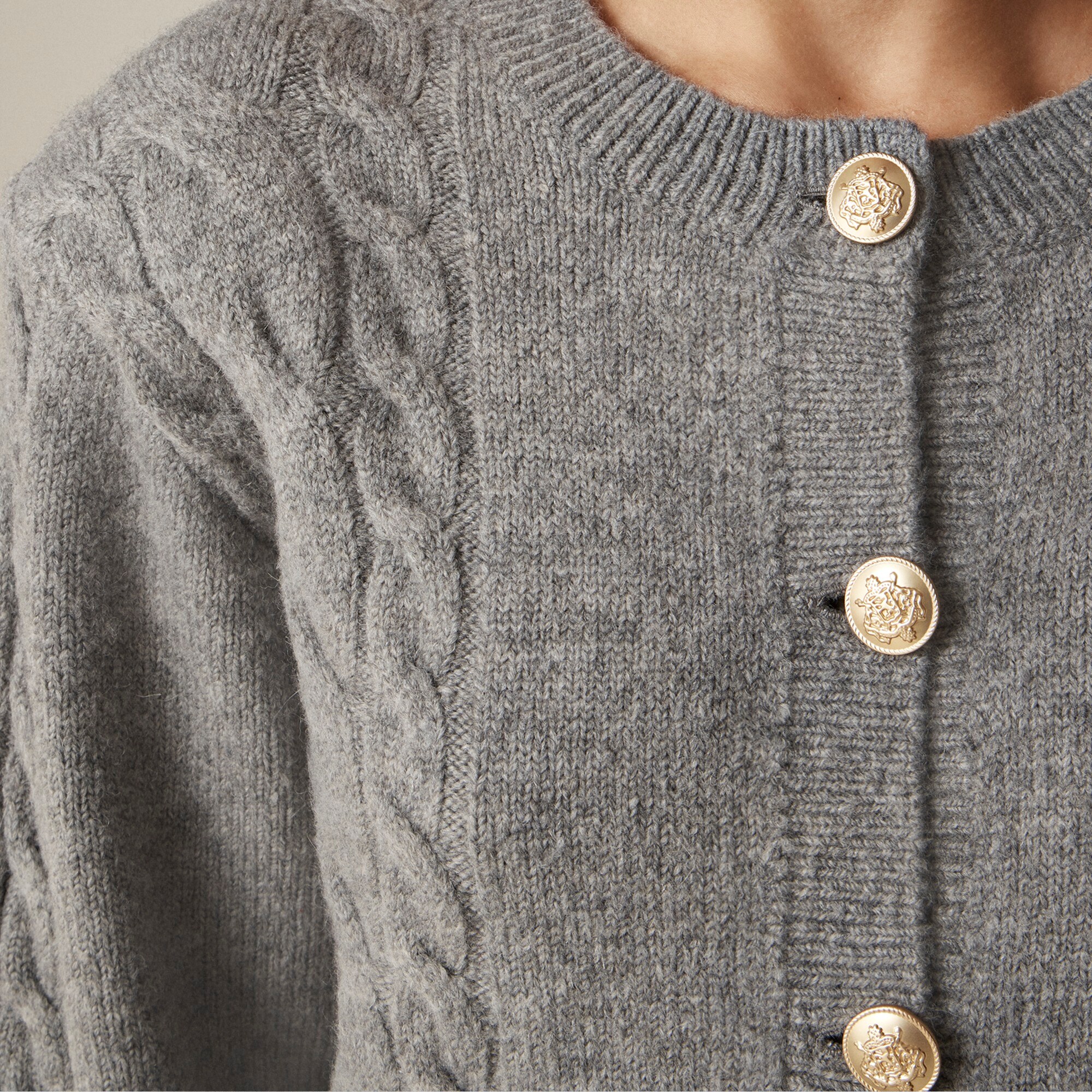 Cable-knit cardigan sweater