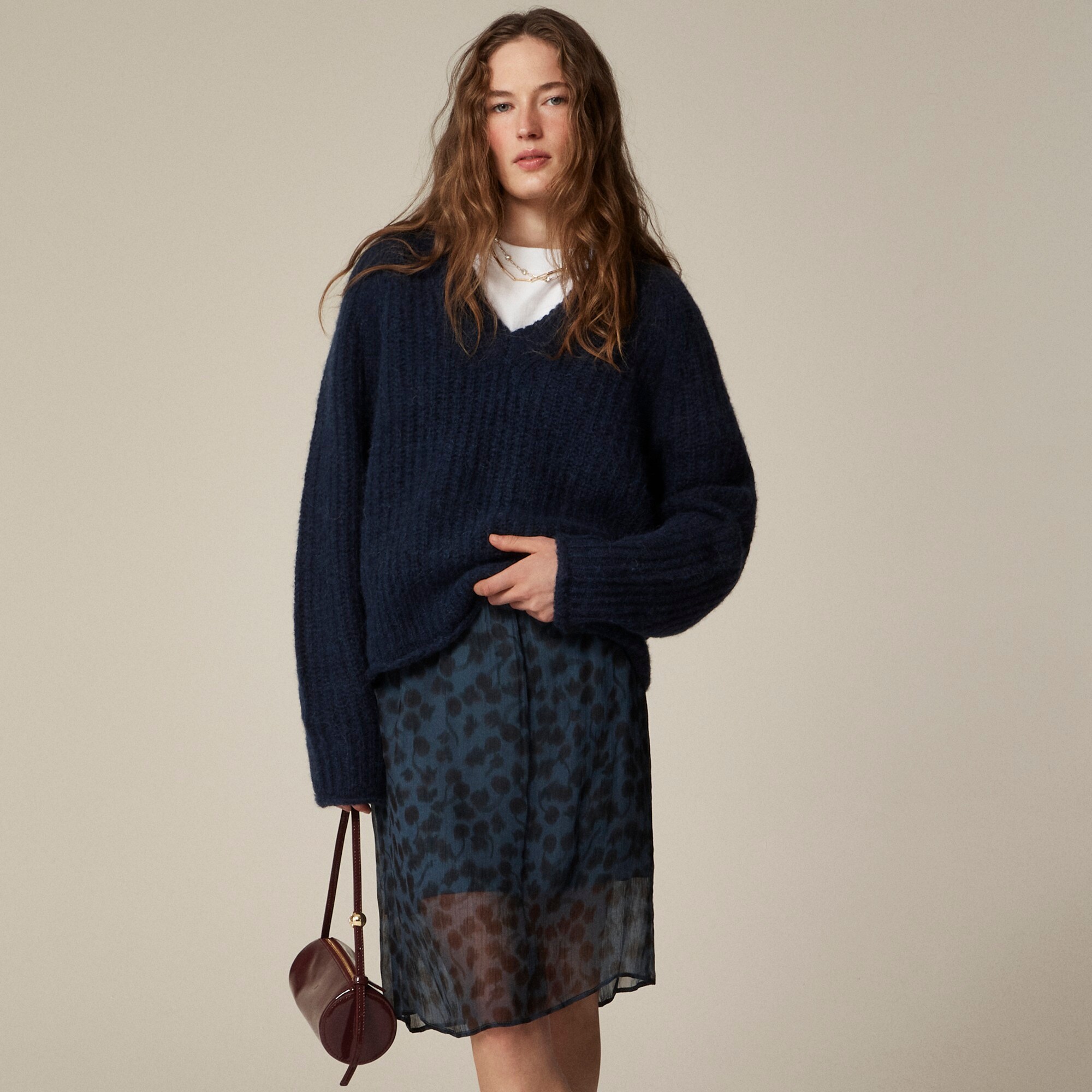 j.crew: ribbed v-neck sweater in wool blend for women
