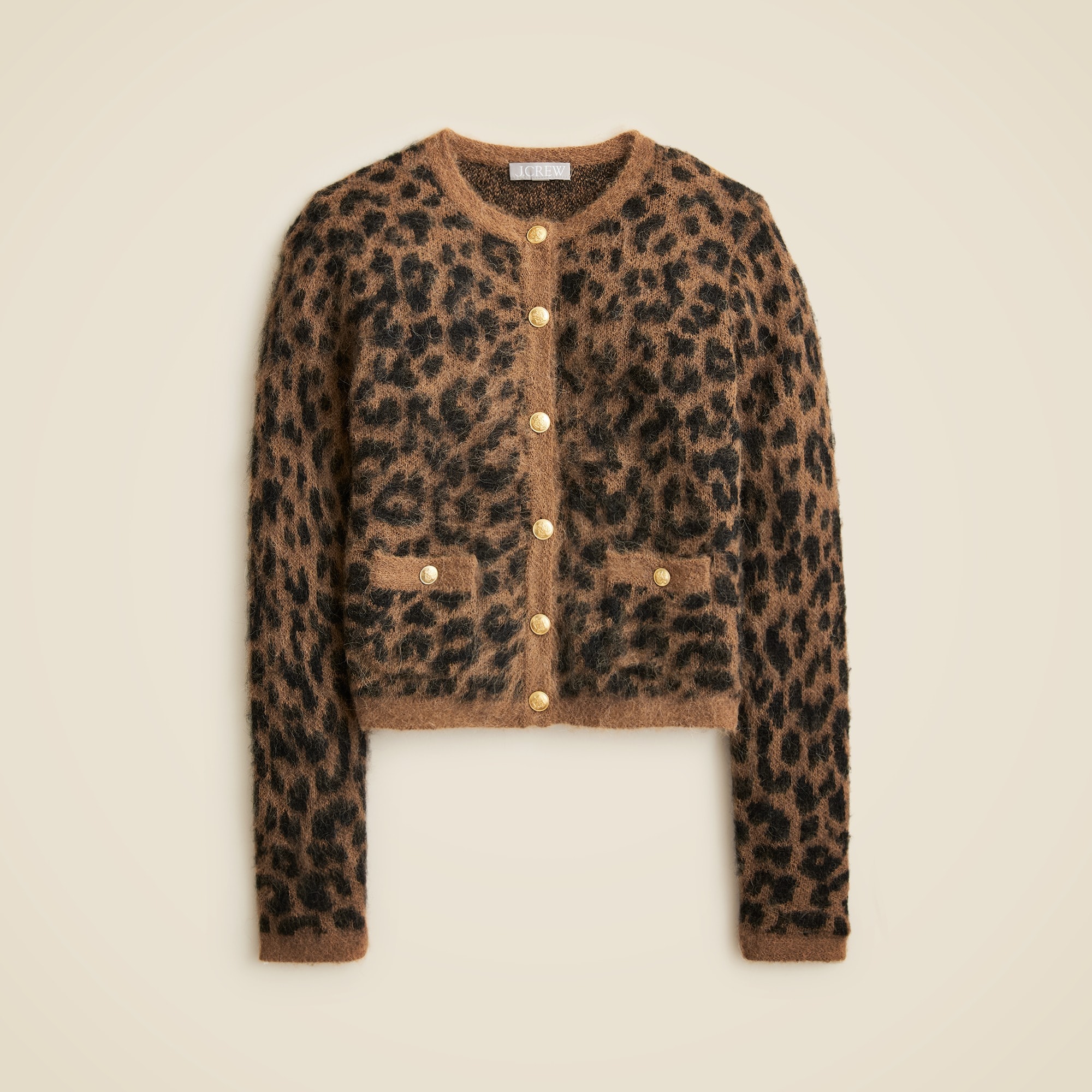 Brushed Sweater Lady Jacket In Leopard Print For Women J.Crew