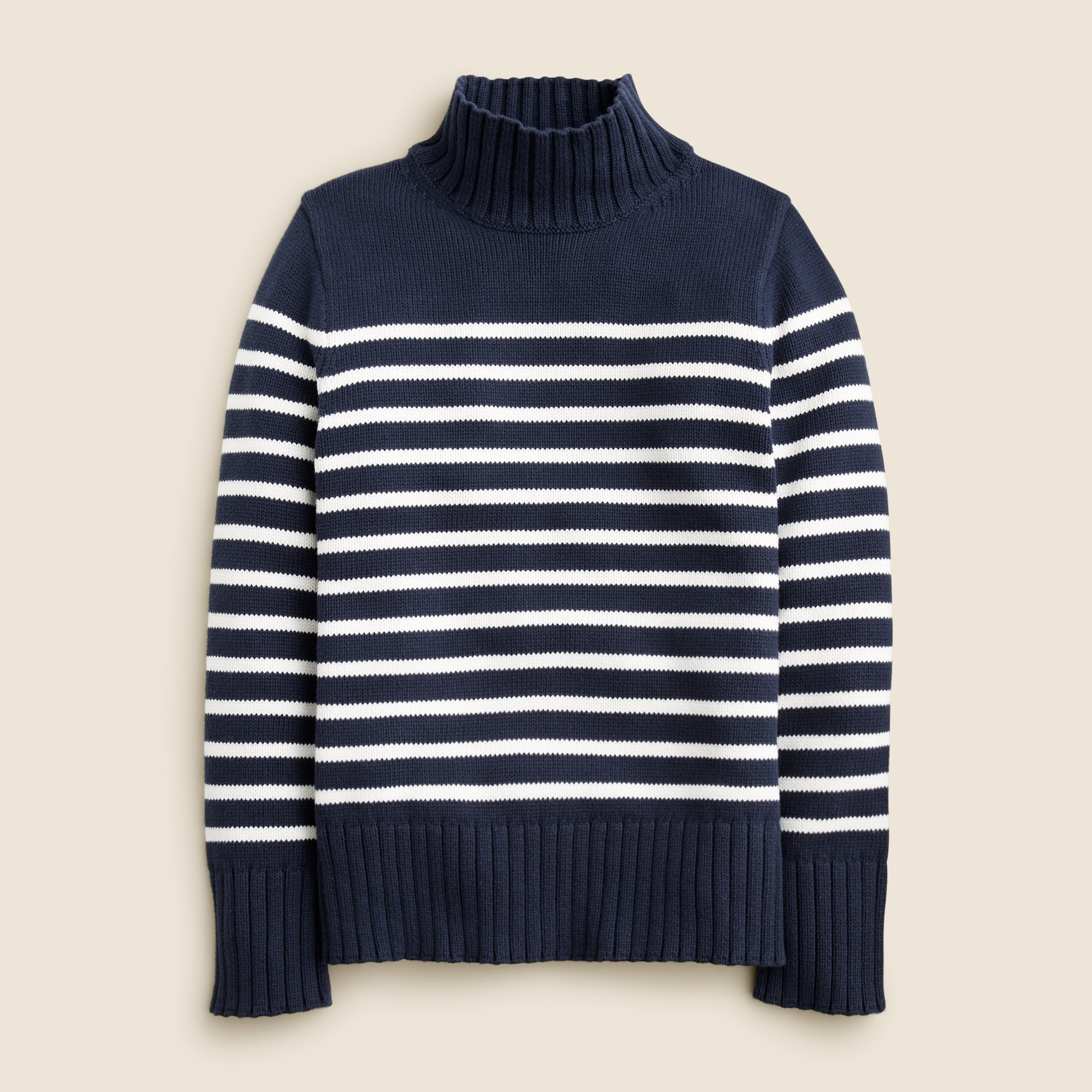 Cotton turtleneck sweater in stripe