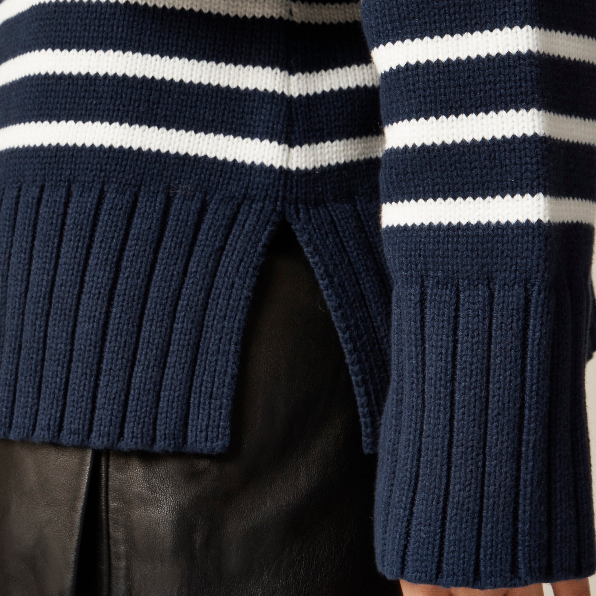 Cotton turtleneck sweater in stripe