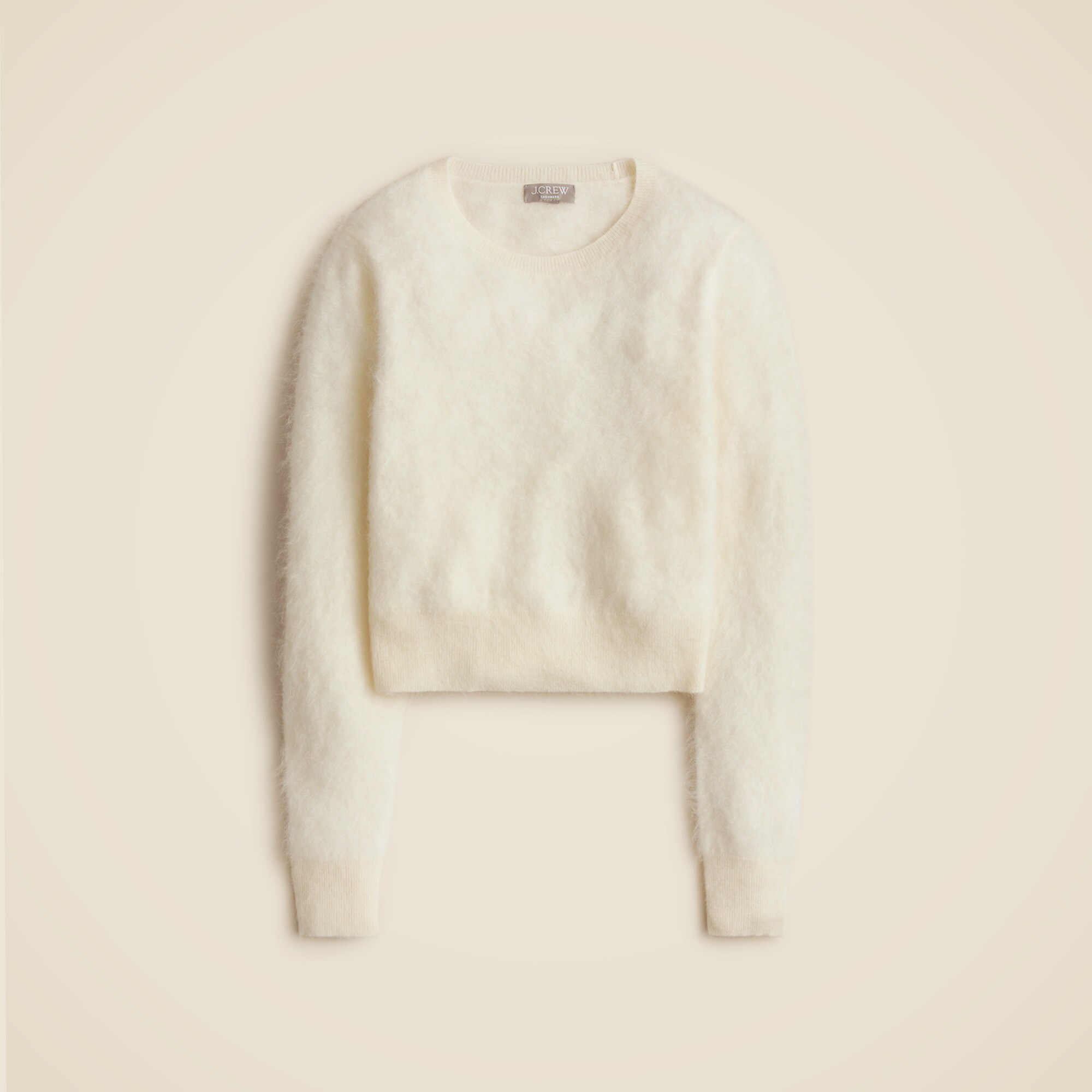 Brushed cashmere shrunken crewneck sweater