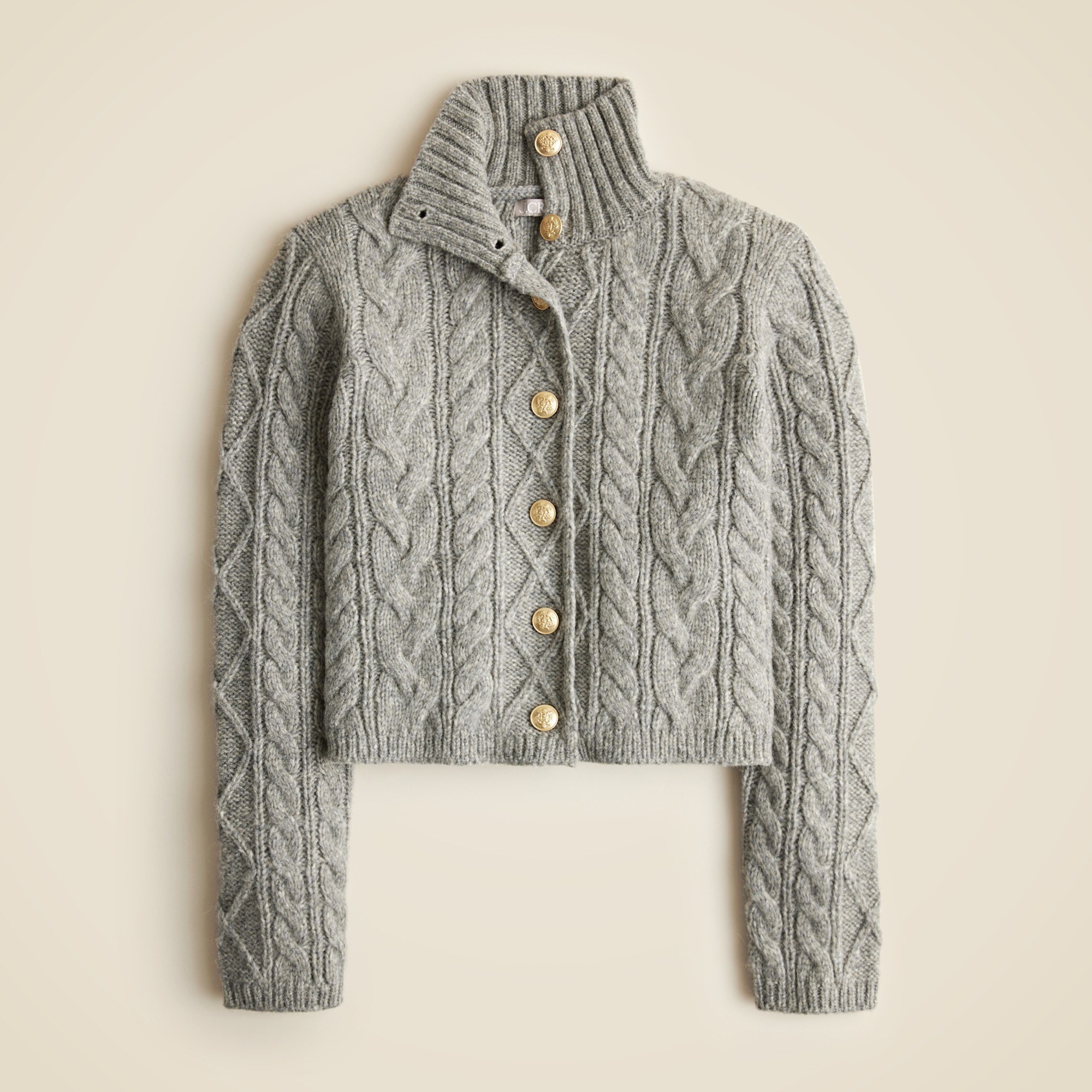  Cable-knit turtleneck cardigan