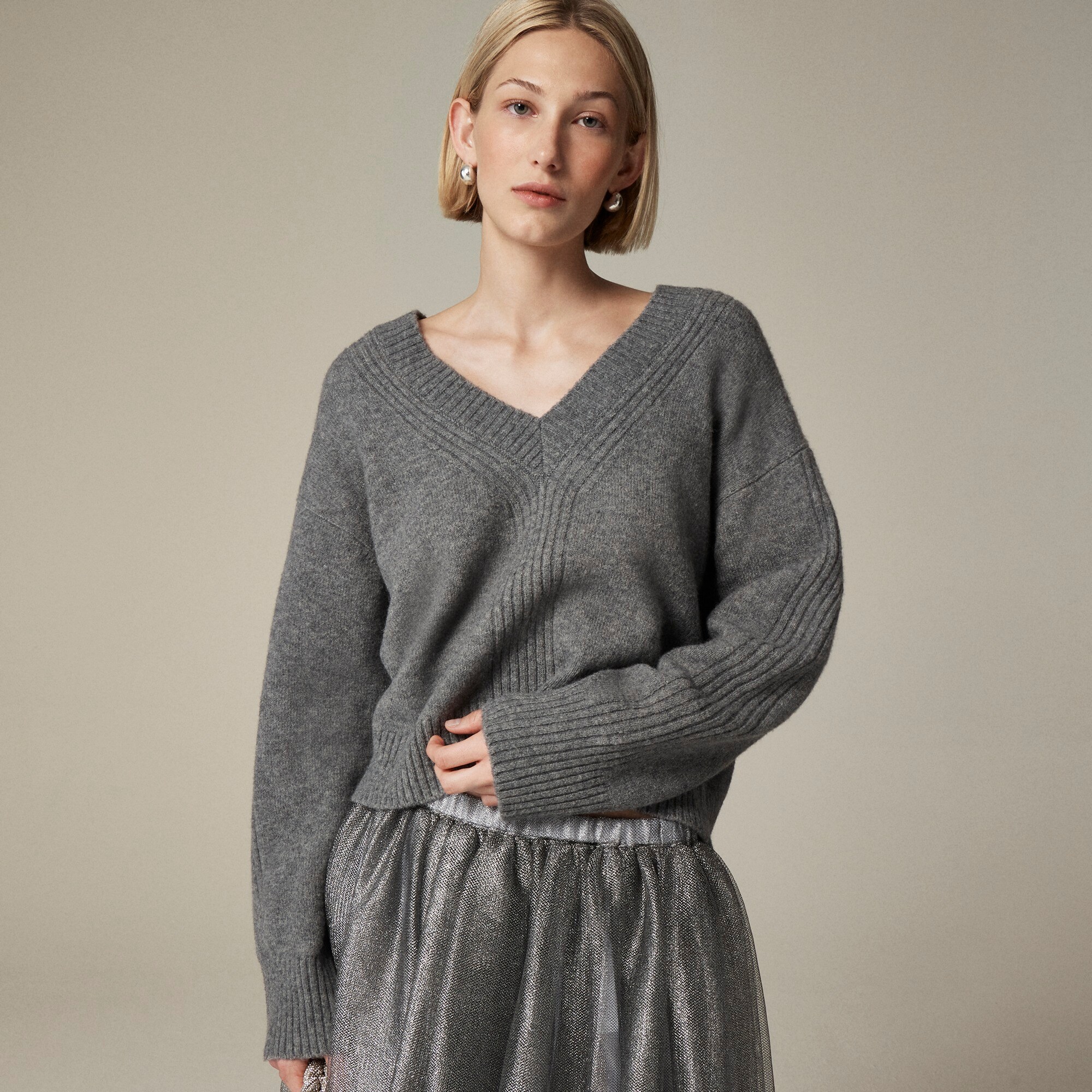 Relaxed V-neck Sweater In Supersoft Yarn For Women | J.Crew