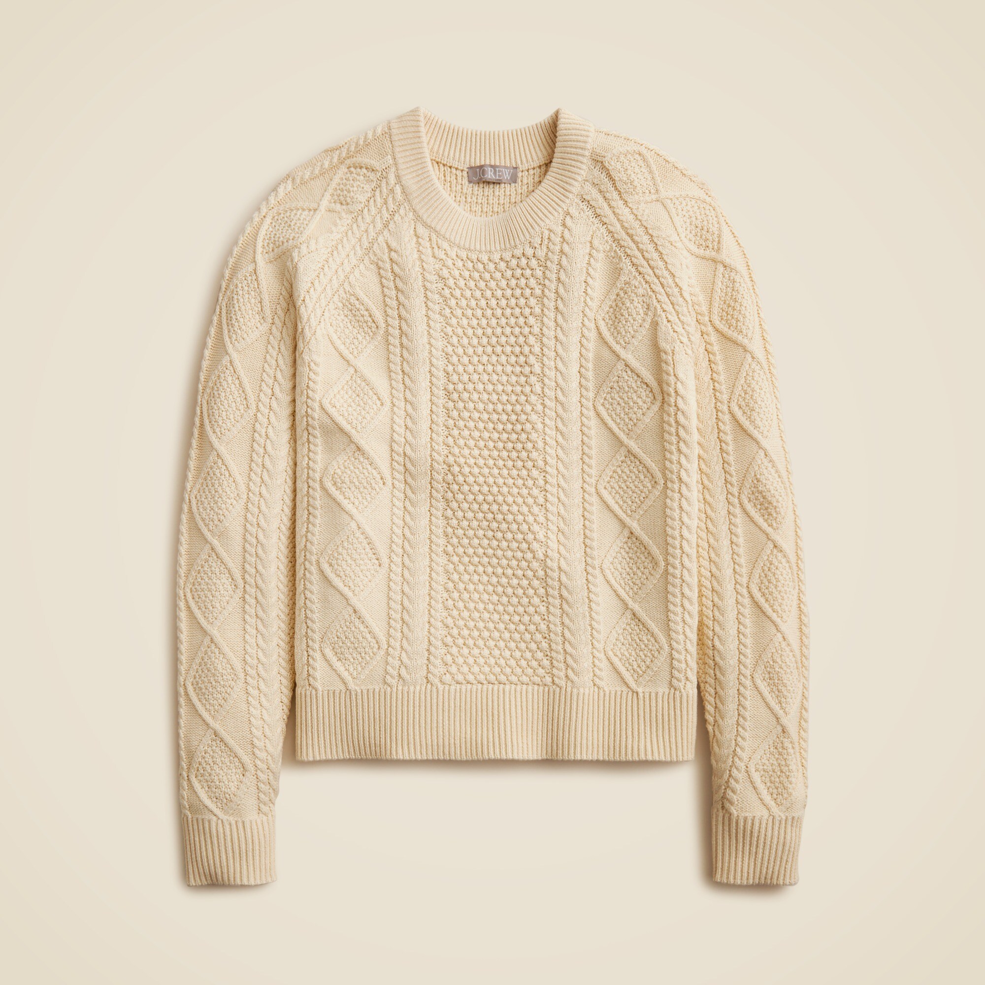 Cotton cable-knit crewneck sweater
