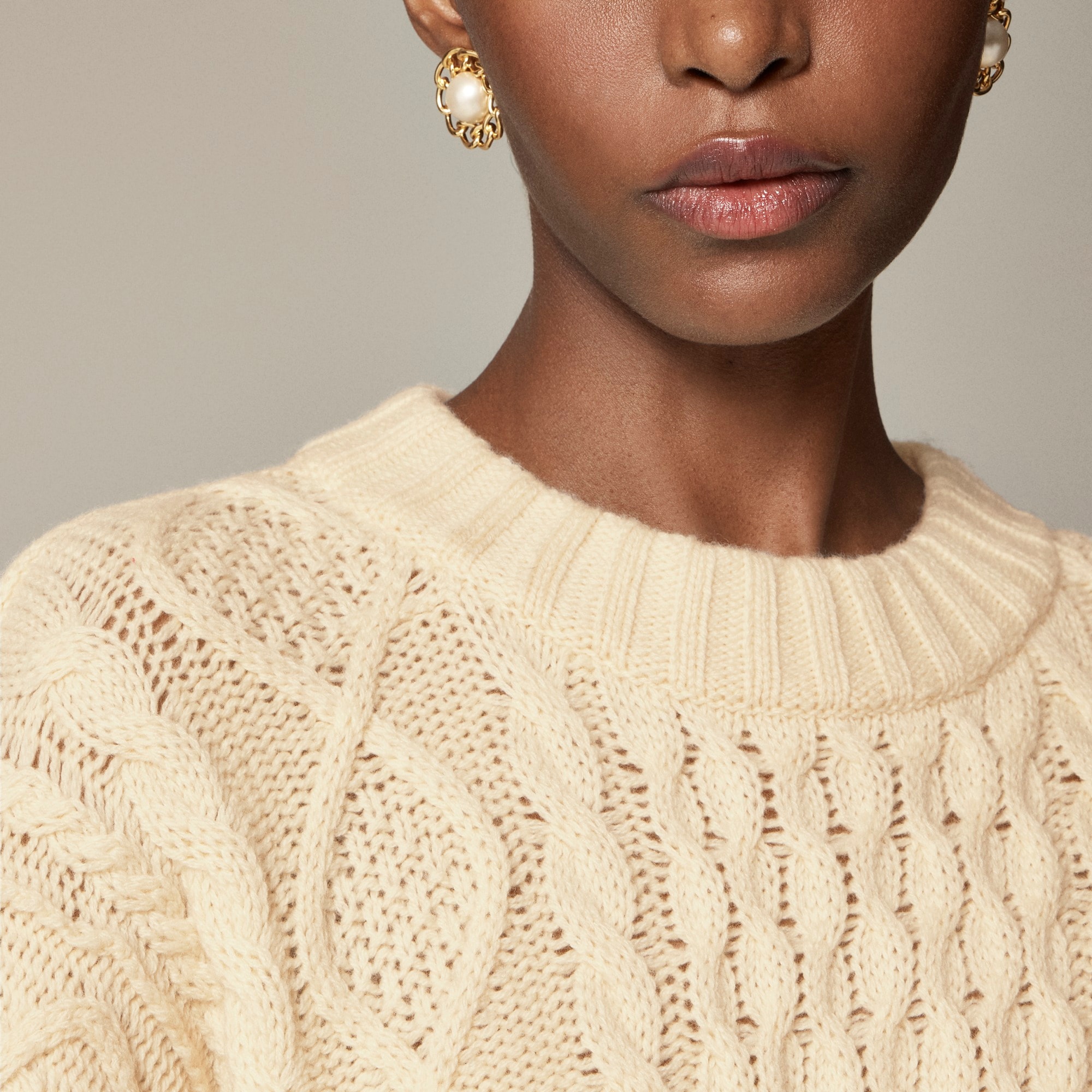 Oversized Cable-knit Crewneck Sweater For Women | J.Crew