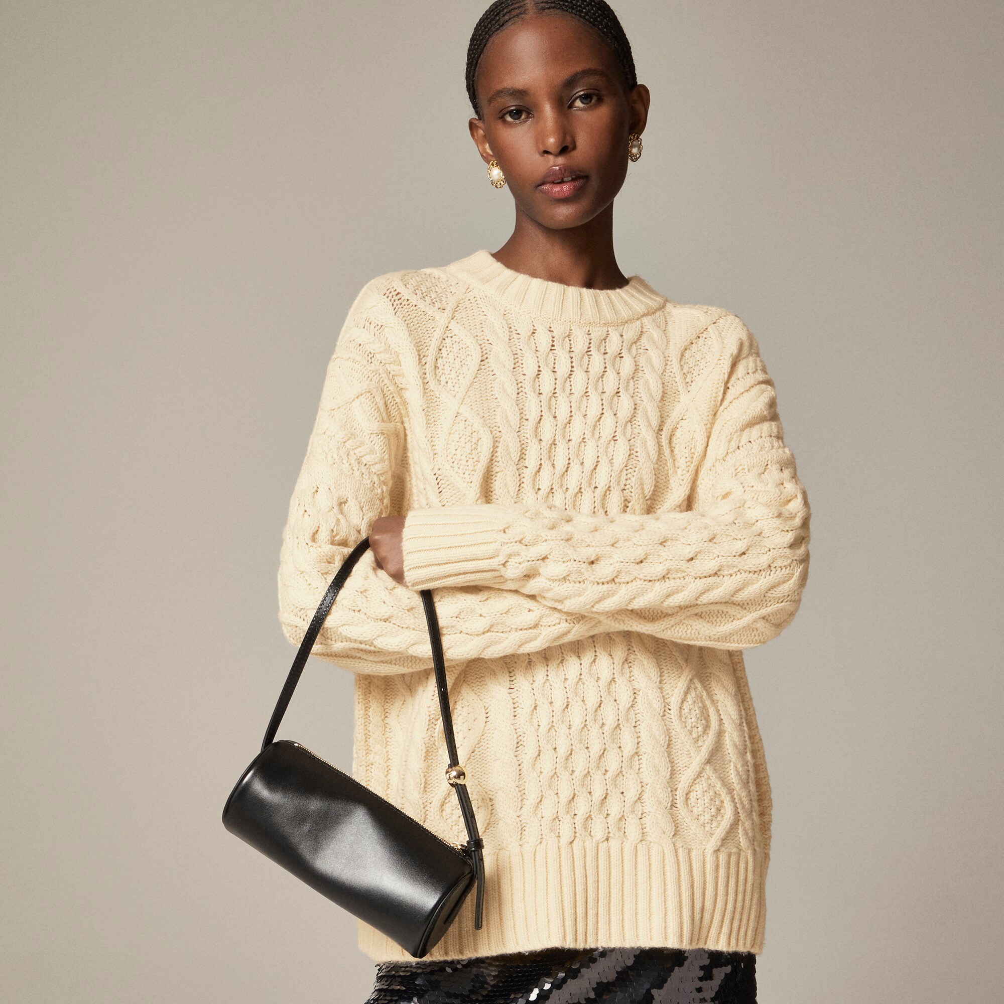 Oversized cable sweater sales