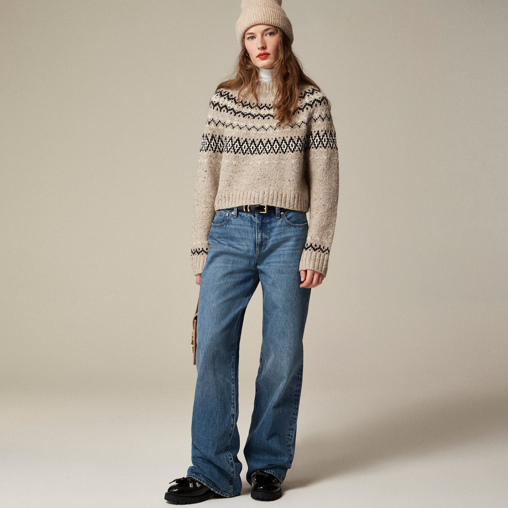 Fair Isle wide-mockneck sweater