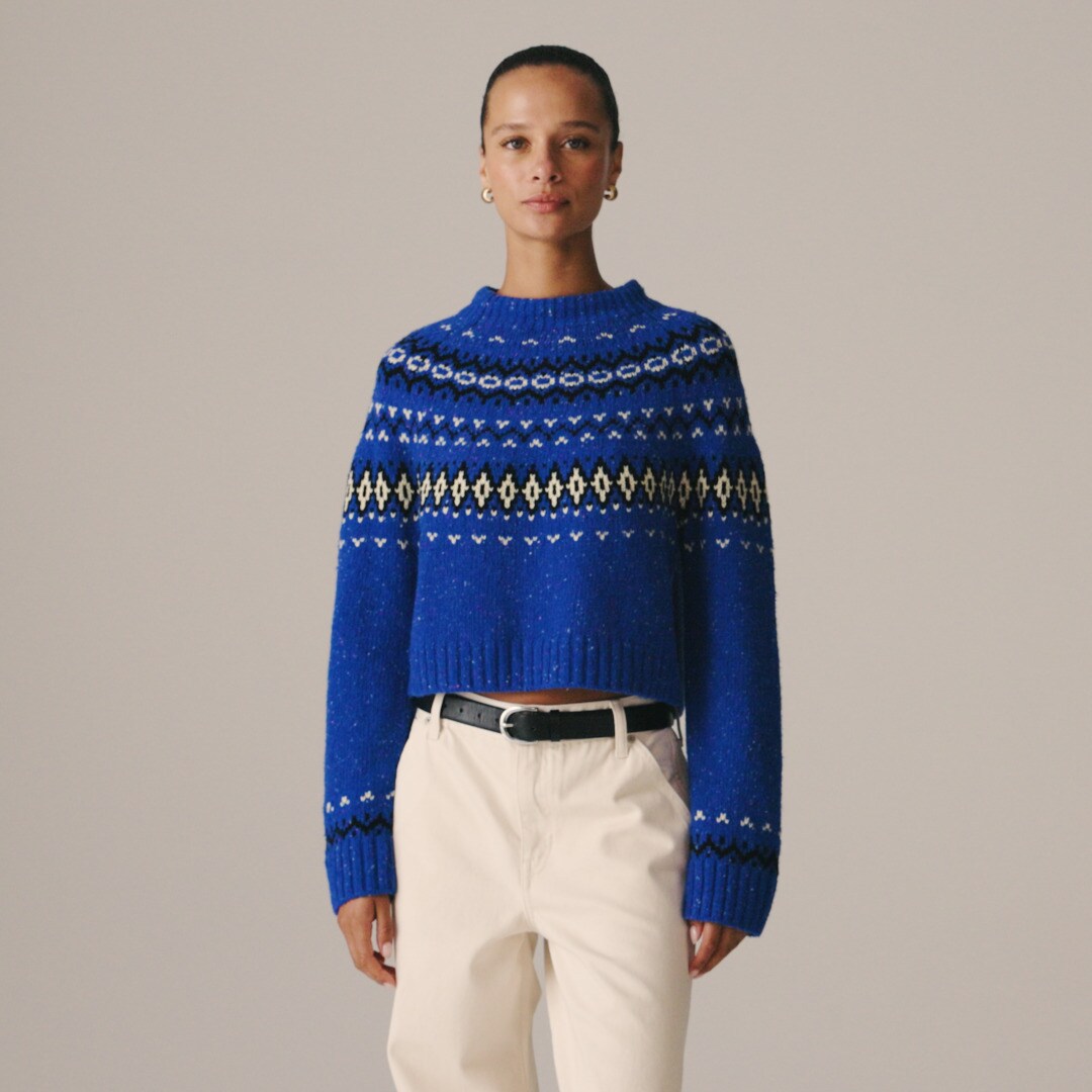 Fair Isle wide-mockneck sweater
