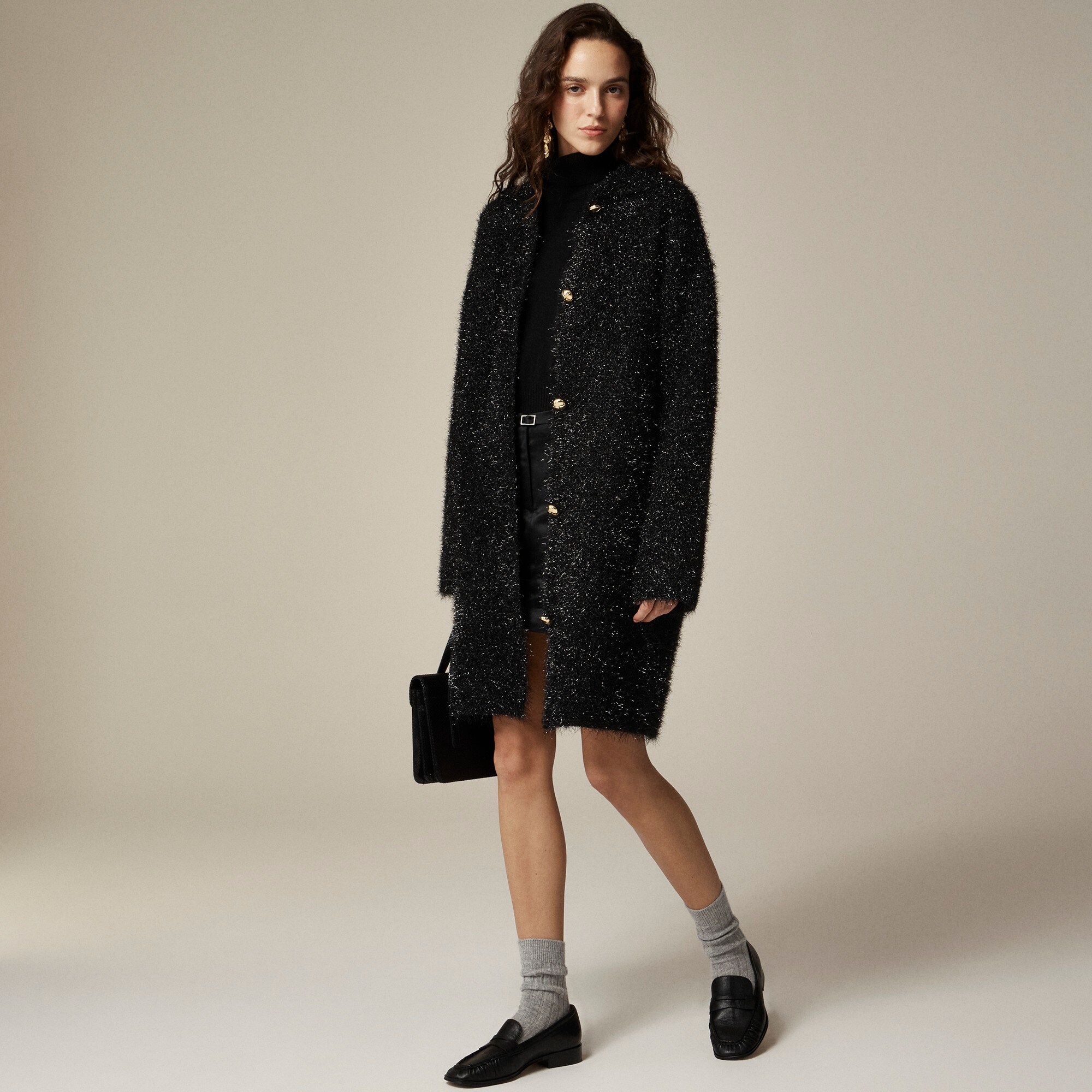  Collection textured metallic sweater-coat