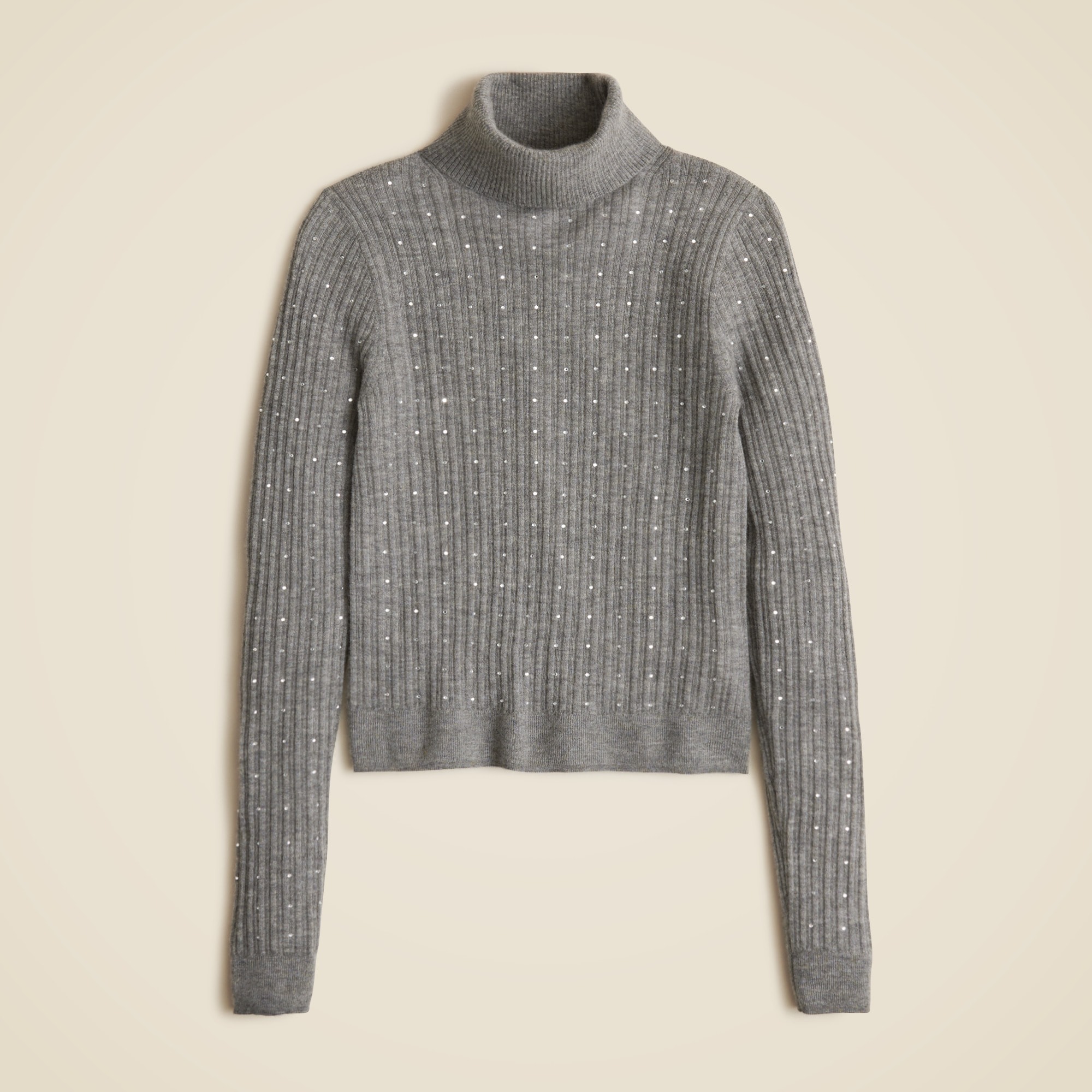 Featherweight cashmere turtleneck sweater with rhinestones
