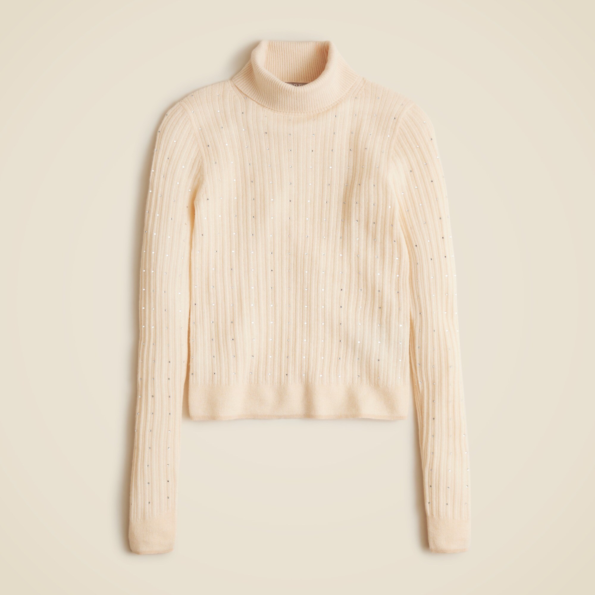 Featherweight Cashmere Turtleneck Sweater With Rhinestones For