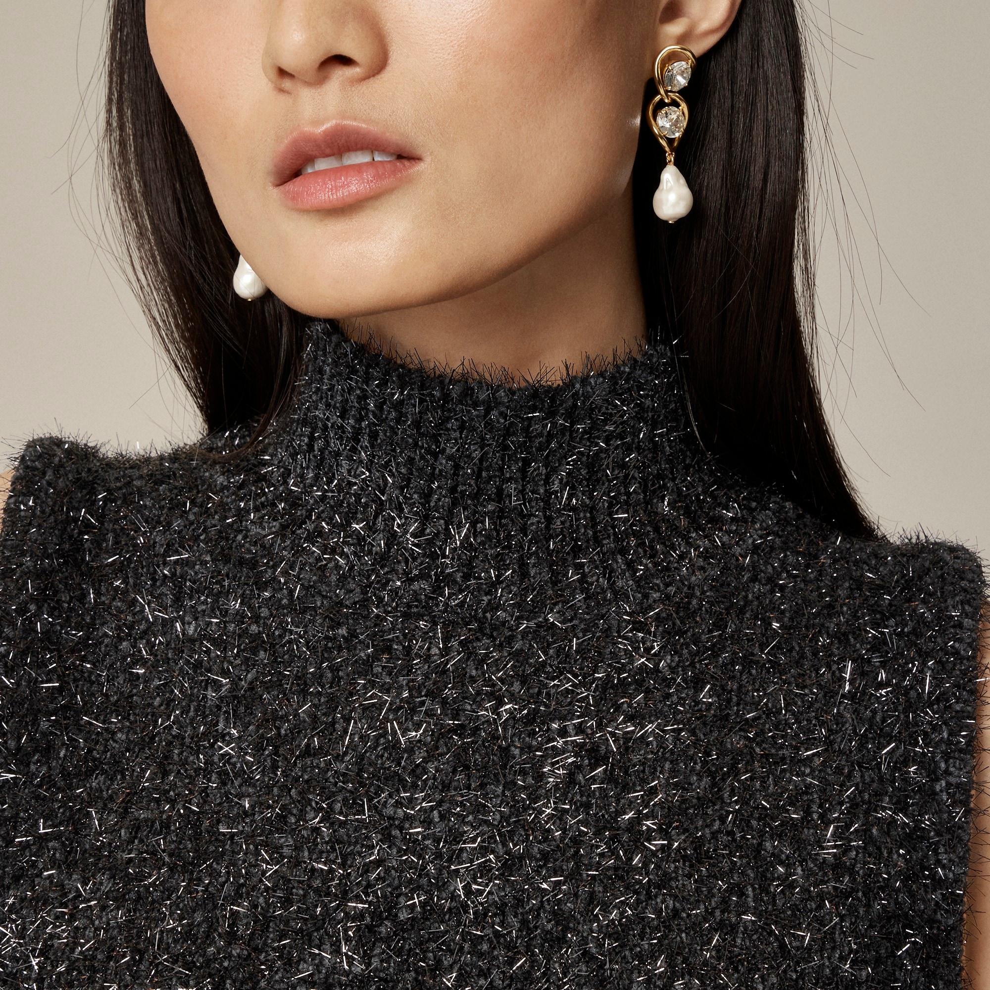 Textured metallic sweater shell