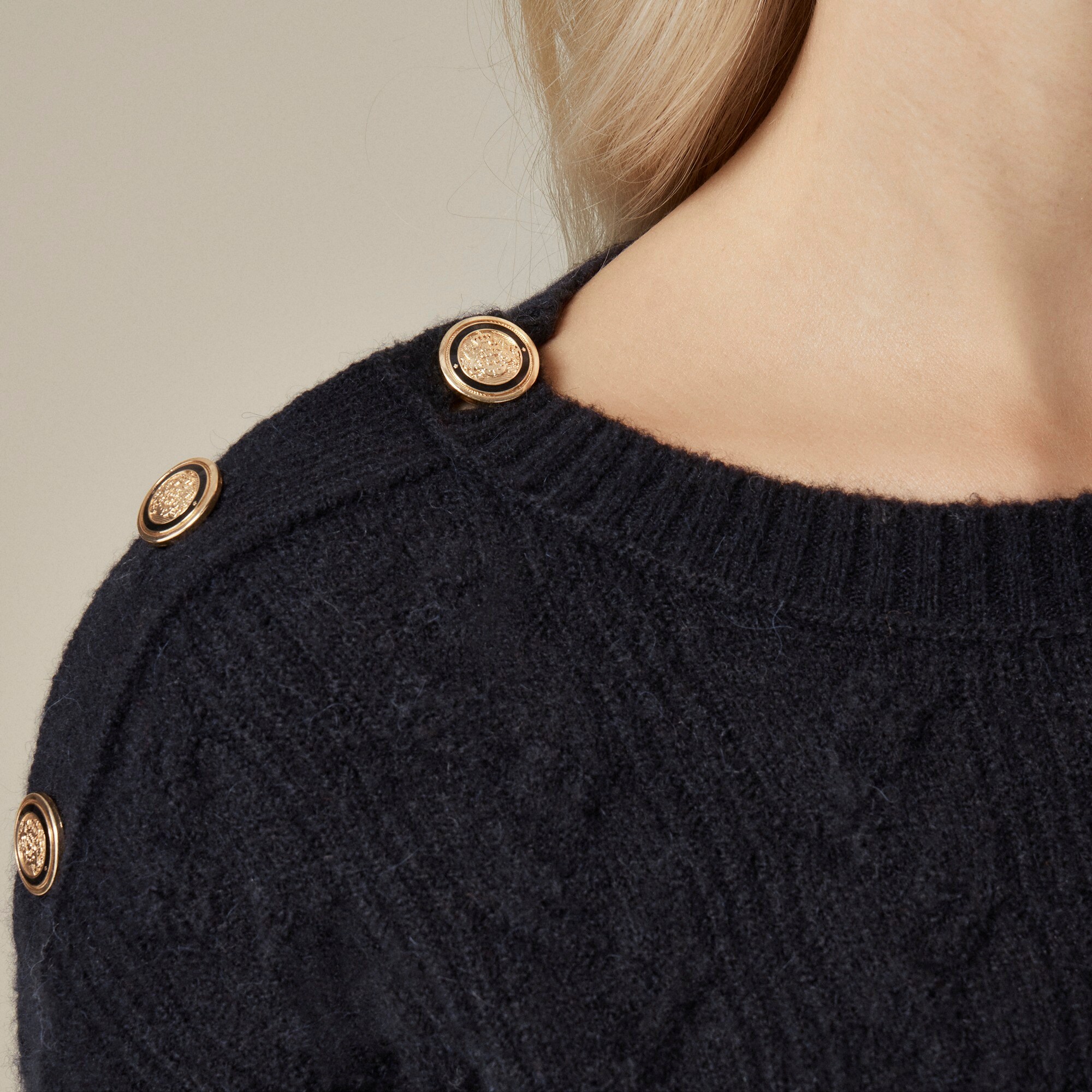 Cable-knit Sweater With Buttons In Supersoft Yarn For Women