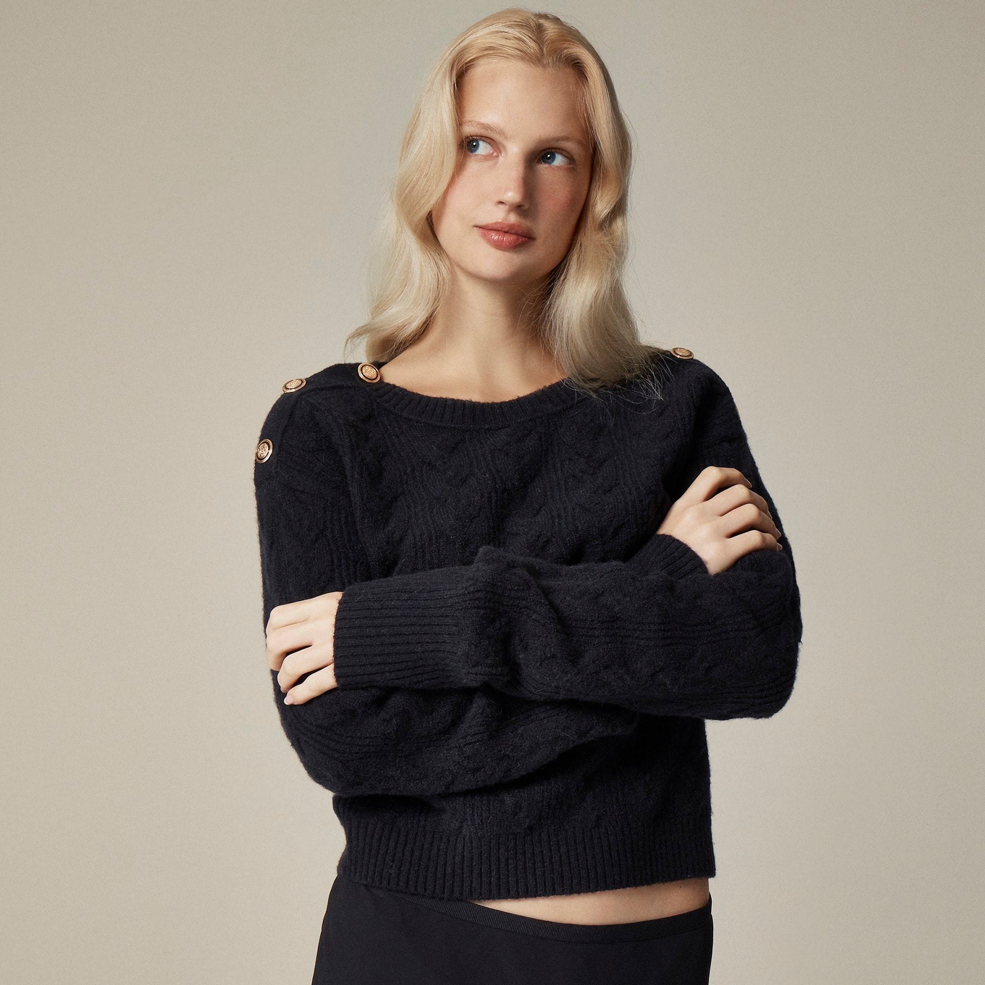 Cable-knit sweater with buttons in Supersoft yarn