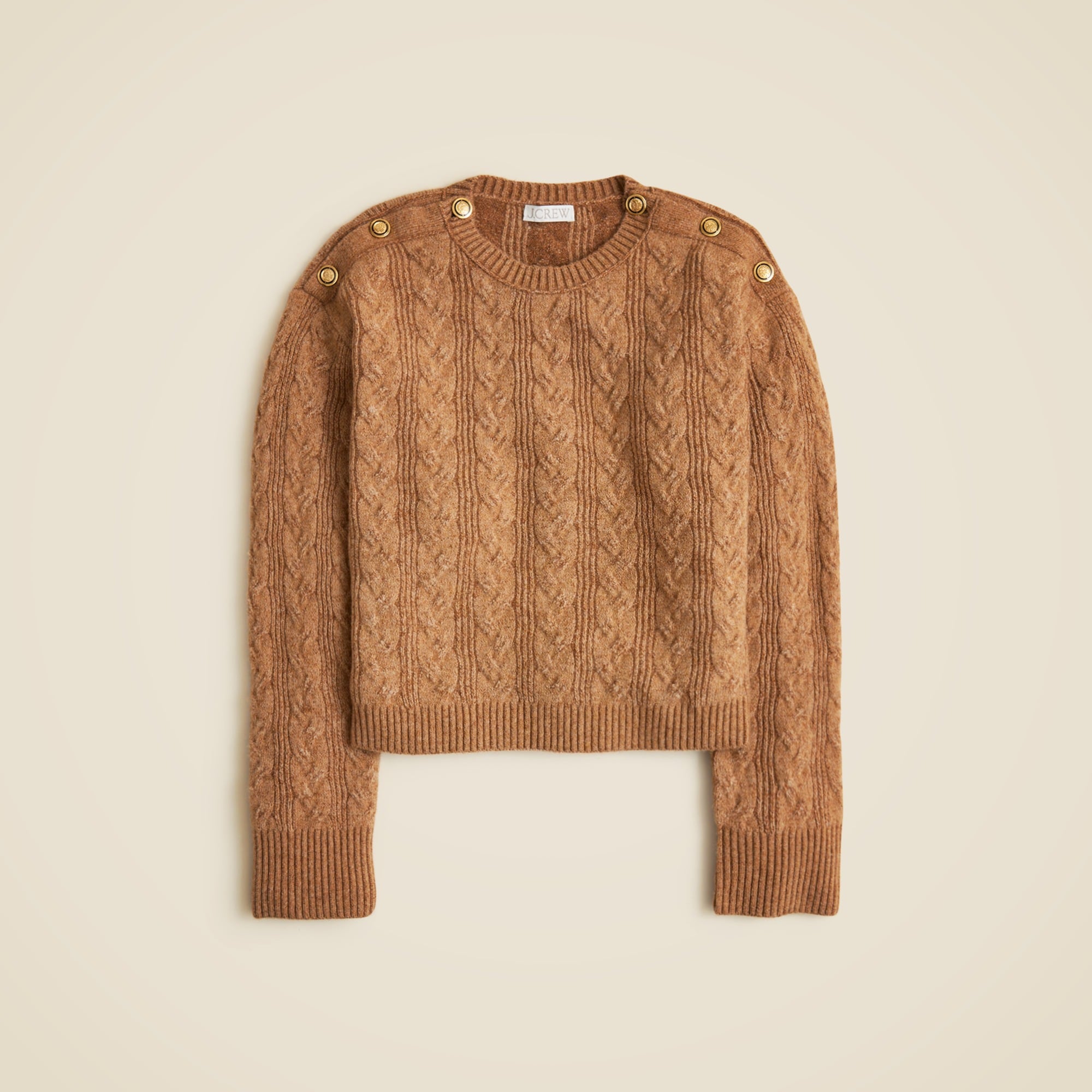 J.Crew: Cable-knit Sweater With Buttons In Supersoft Yarn