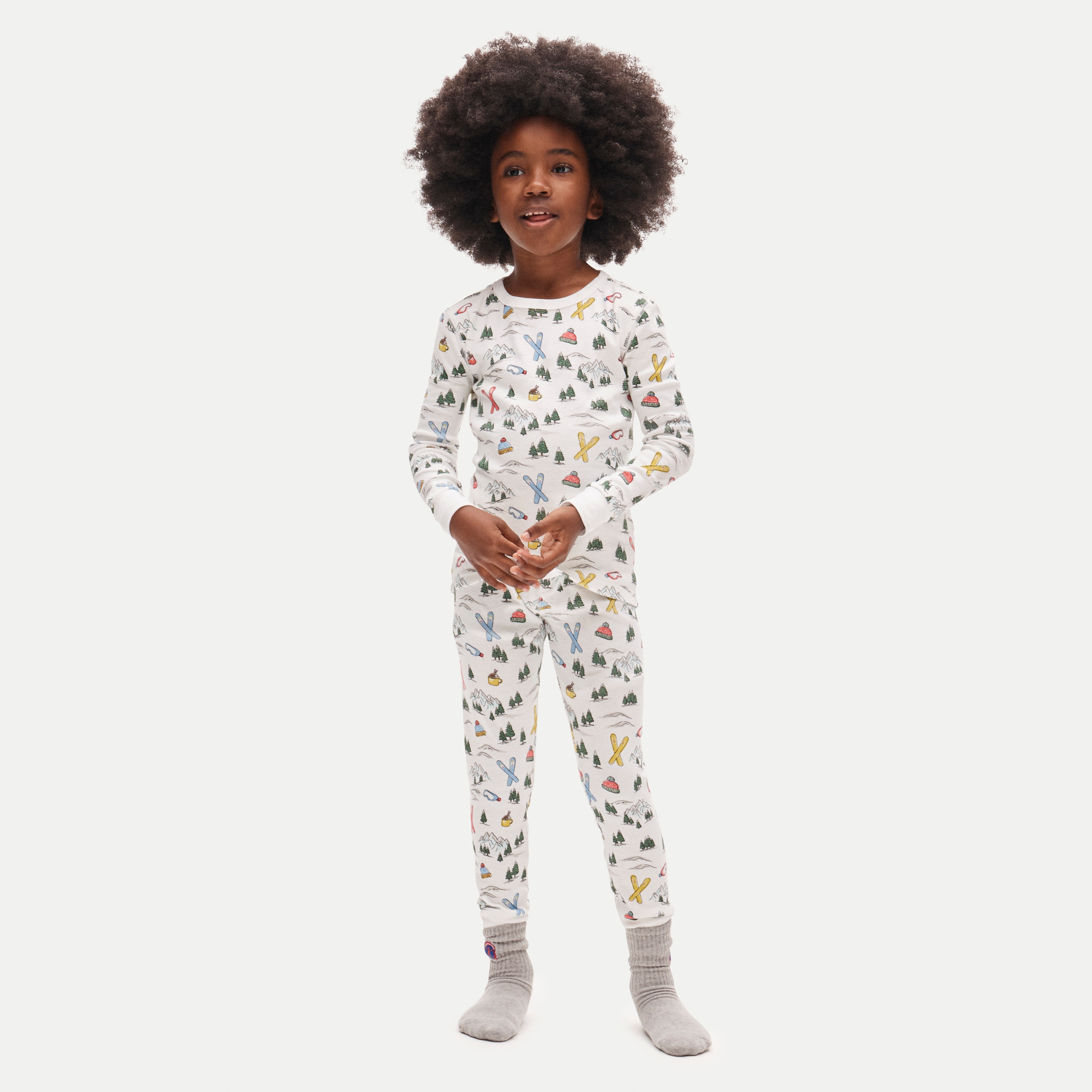 Kids' long-sleeve printed pajama set