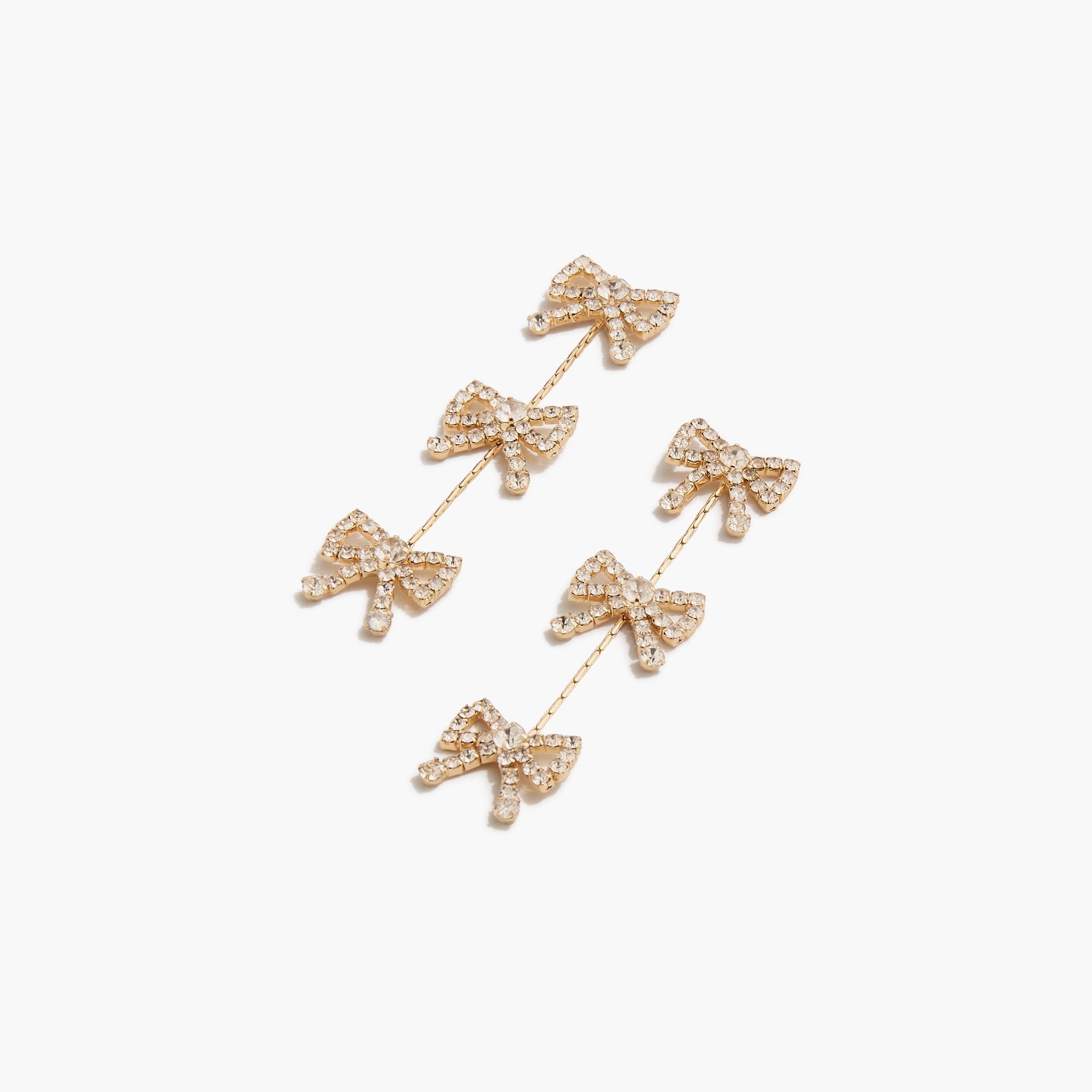 Long crystal bow statement earrings
