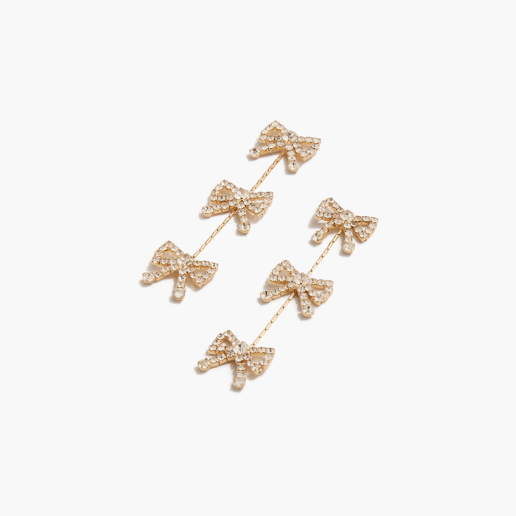 Long crystal bow statement earrings