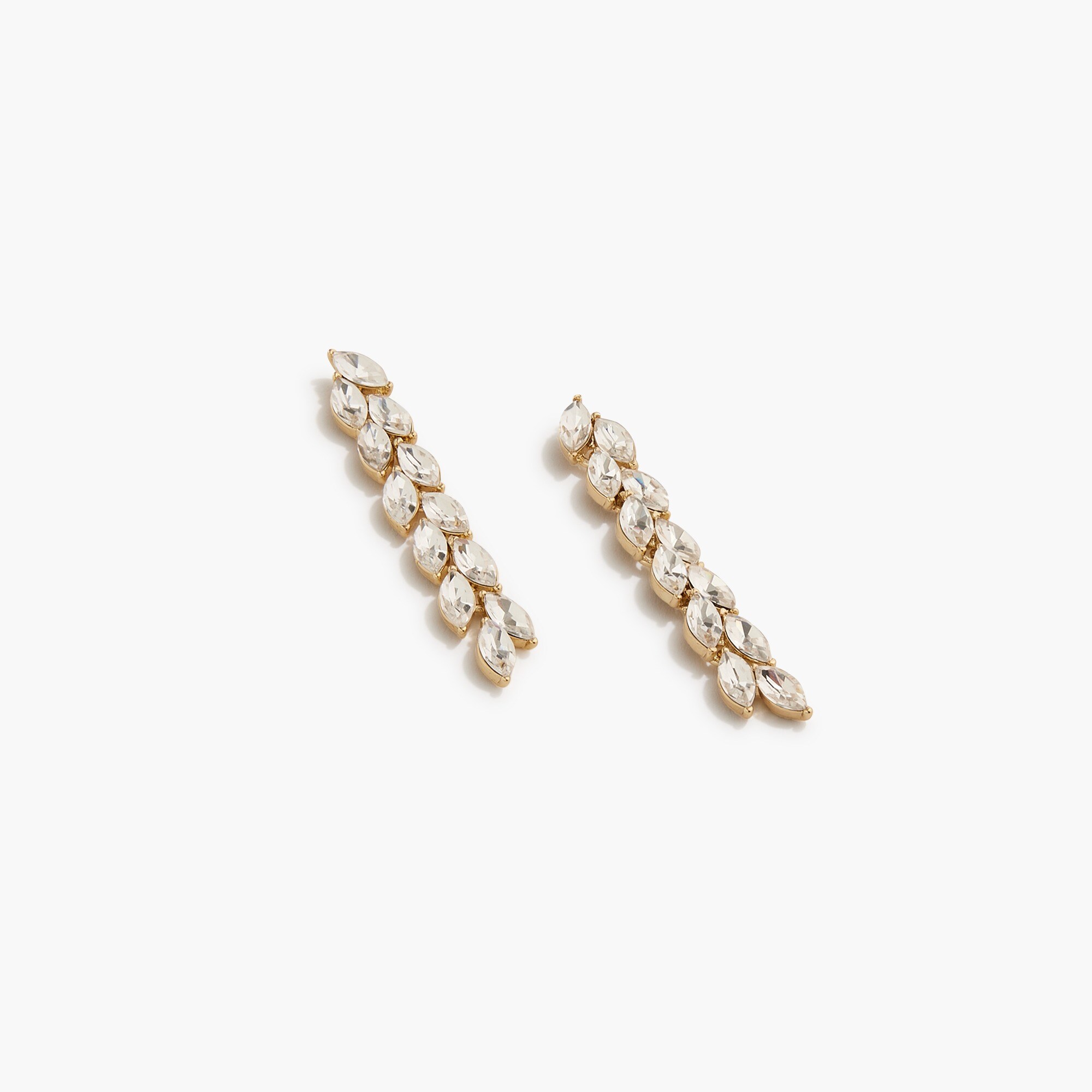 linear crystal leaves statement earrings for women