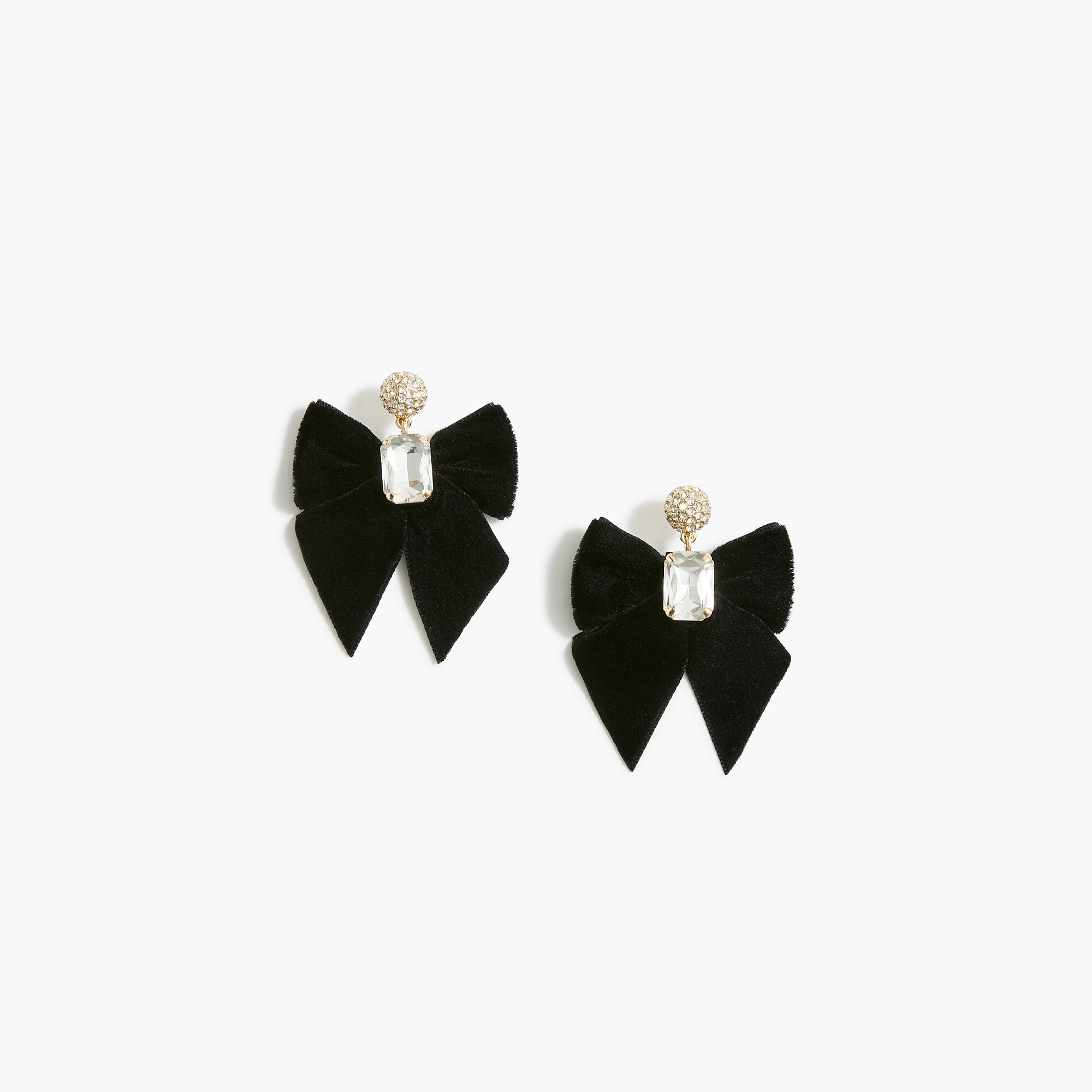Velvet bow crystal statement earrings