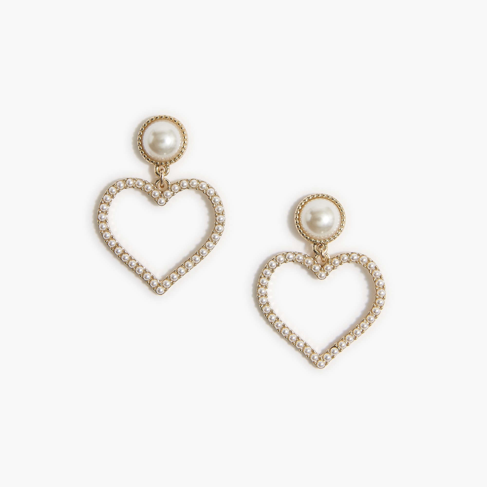 Pearl heart statement earrings