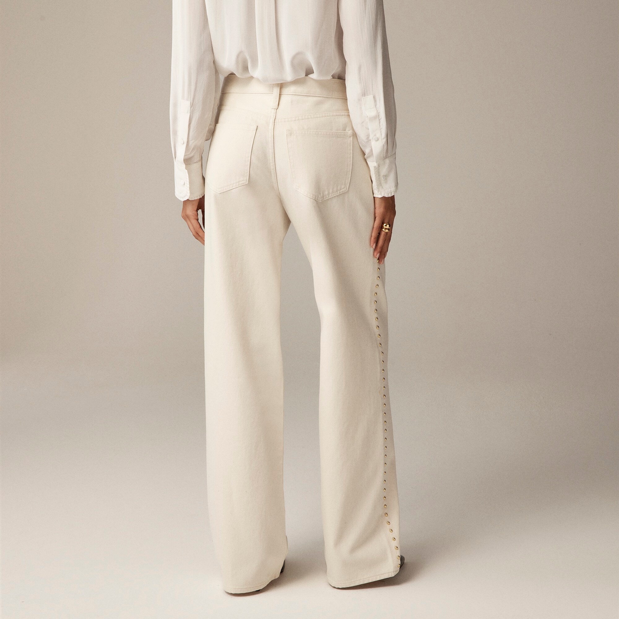 Studded lower-rise wide-leg jean in 1984 rigid