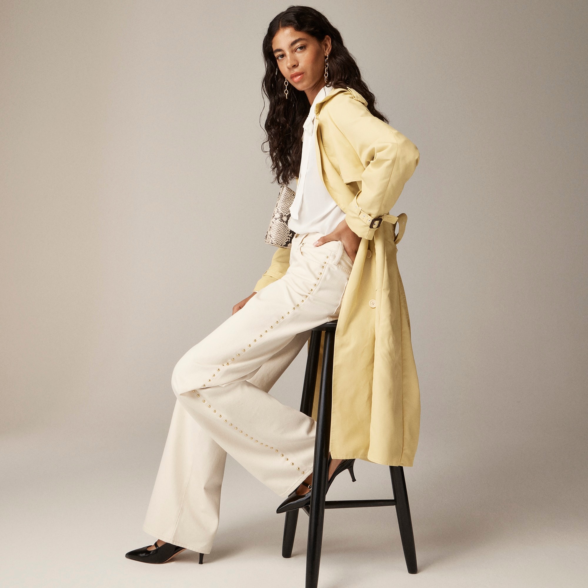 Studded lower-rise wide-leg jean in 1984 rigid