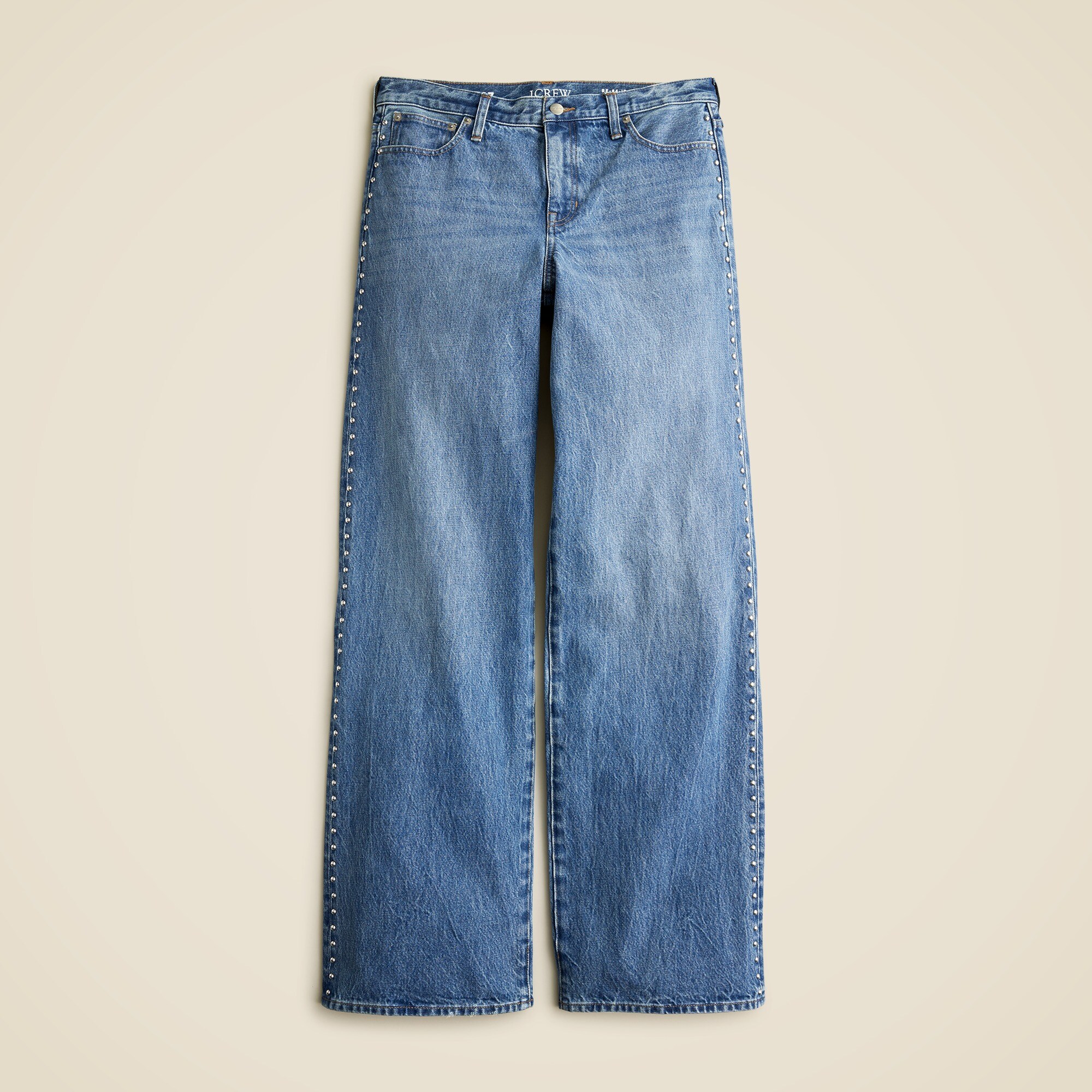J.Crew: Studded Lower-rise Wide-leg Jean In 1984 Rigid For Women