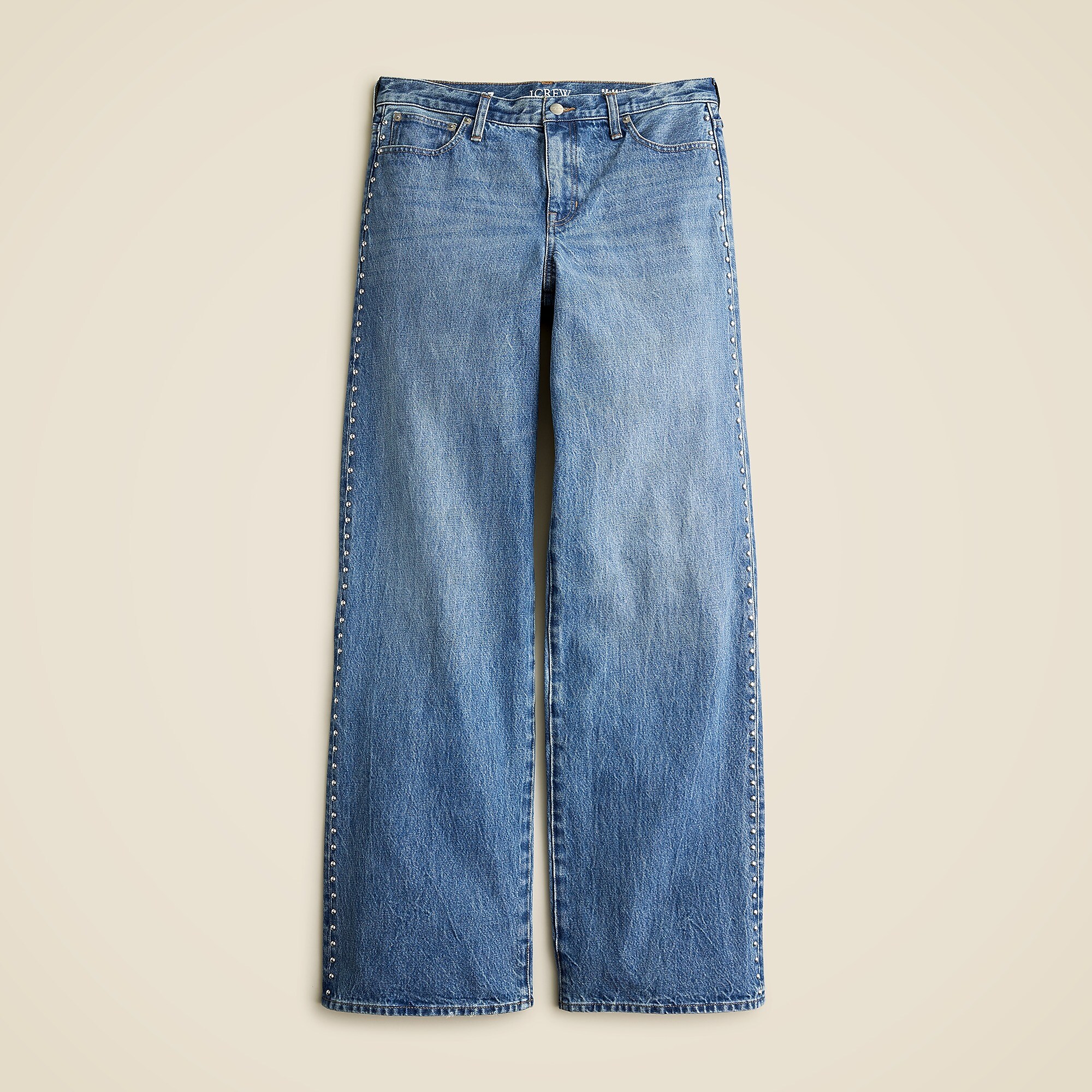 Studded lower-rise wide-leg jean in 1984 rigid
