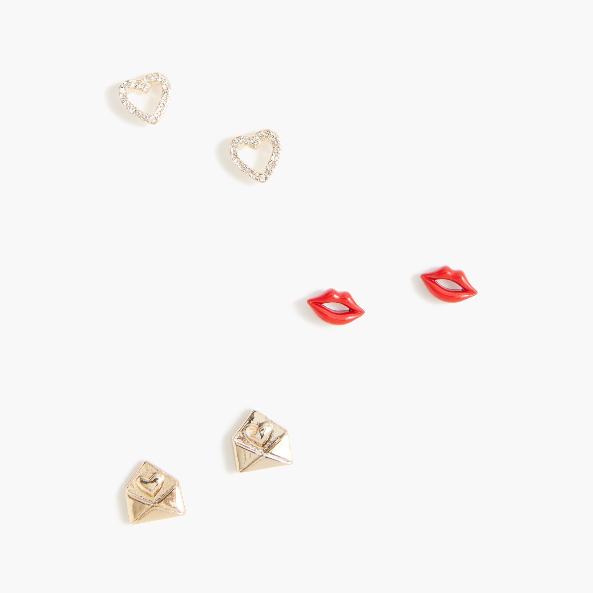 valentine's day stud earrings set-of-three for women