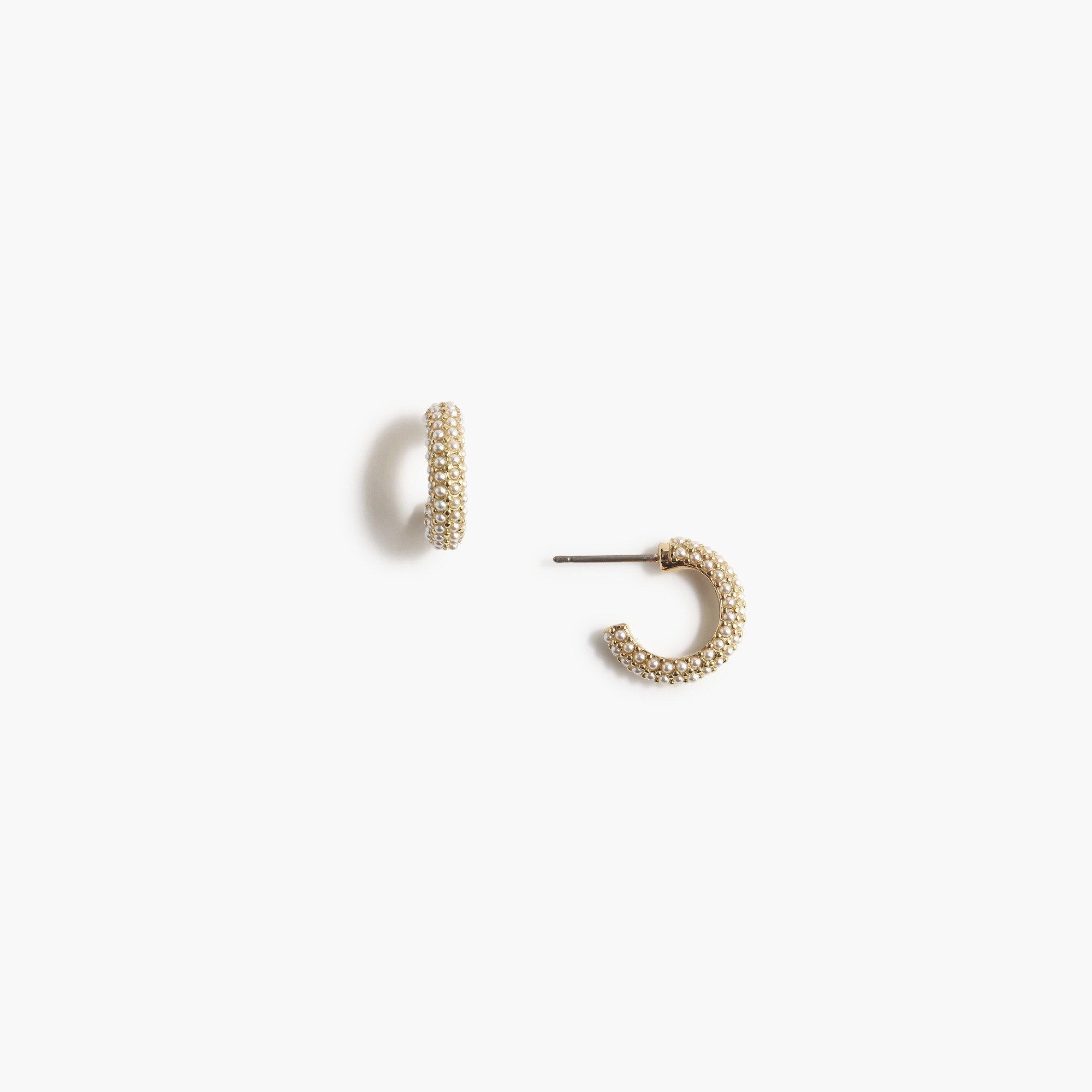 mini pearl and pav&eacute; hoop earrings for women