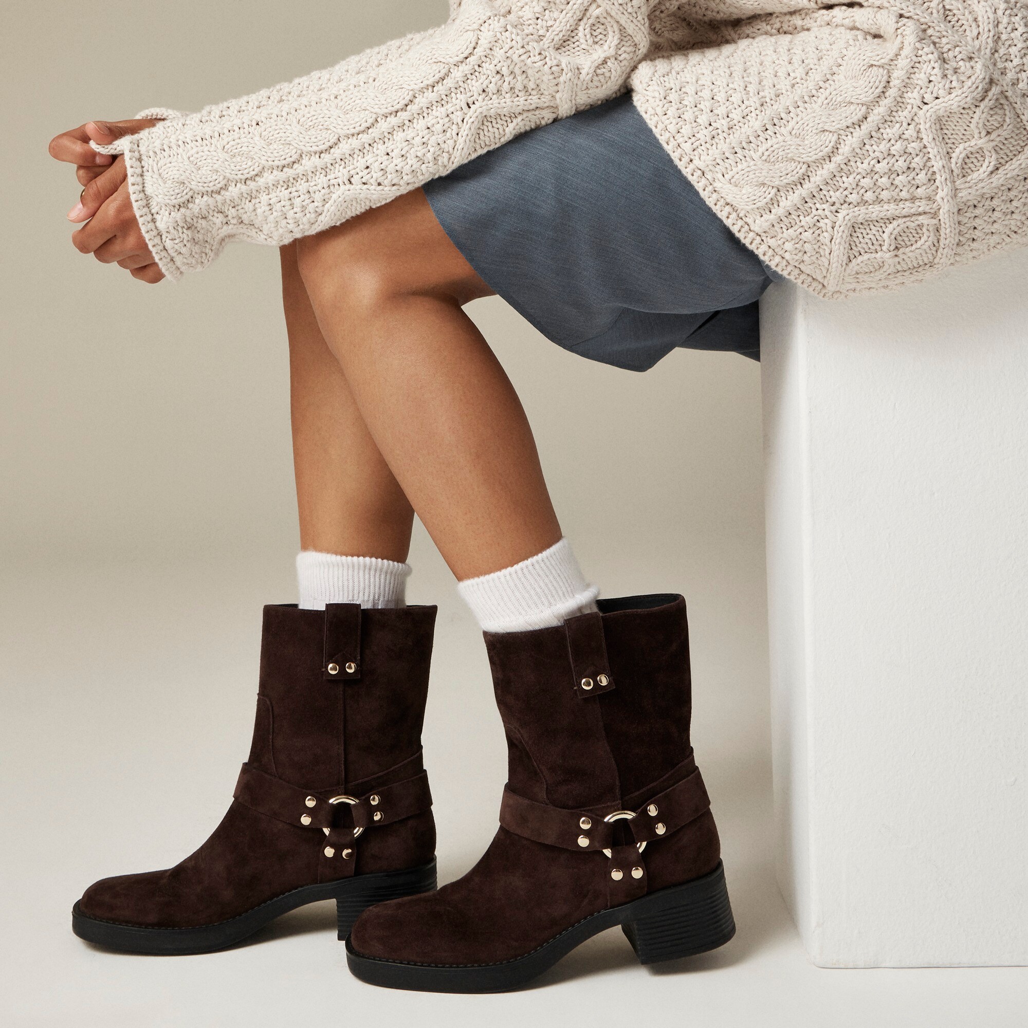j.crew: moto ankle boots in suede for women