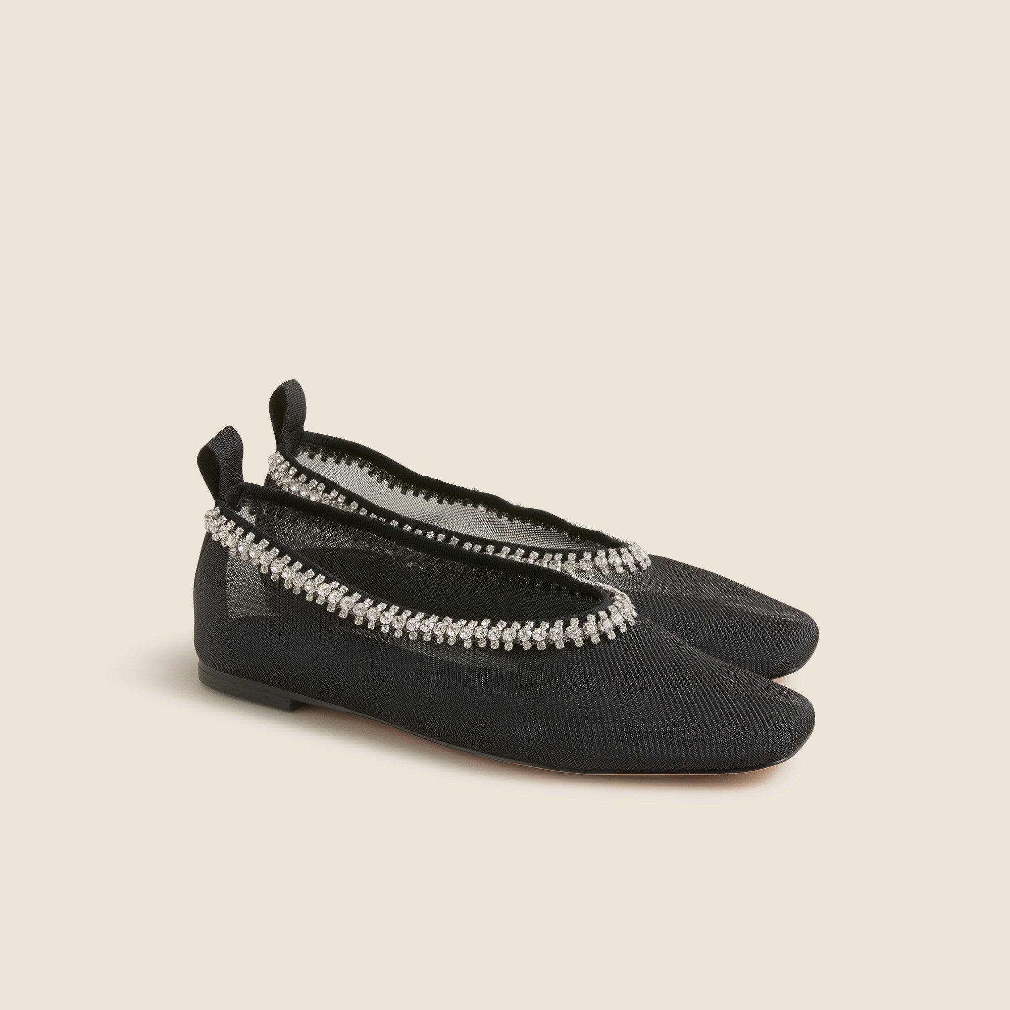 Quinn rhinestone-embellished ballet flats in mesh