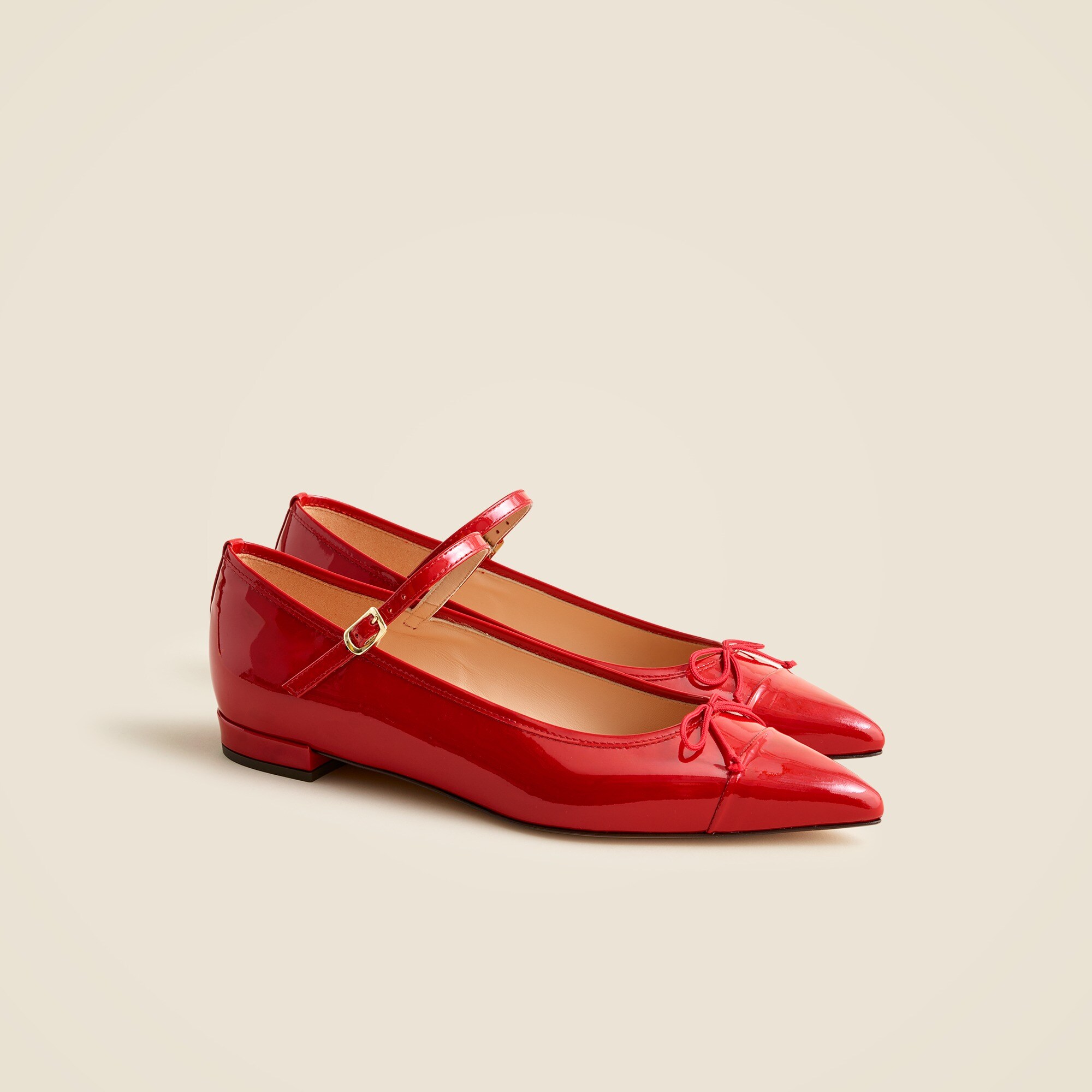 Pointed-toe Mary Jane ballet flats in Italian patent leather