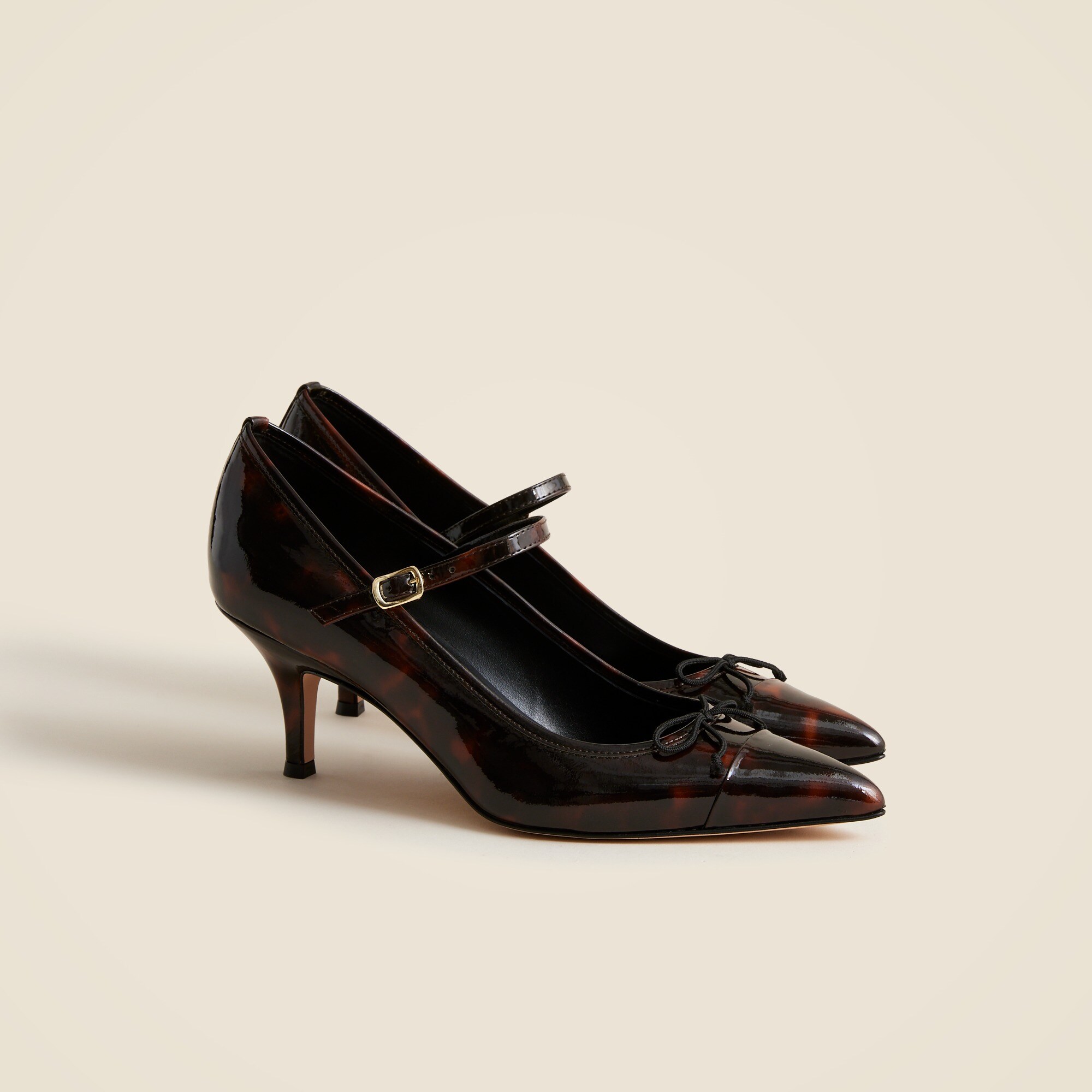 Made-in-Italy Colette cap-toe pumps in tortoise-print leather