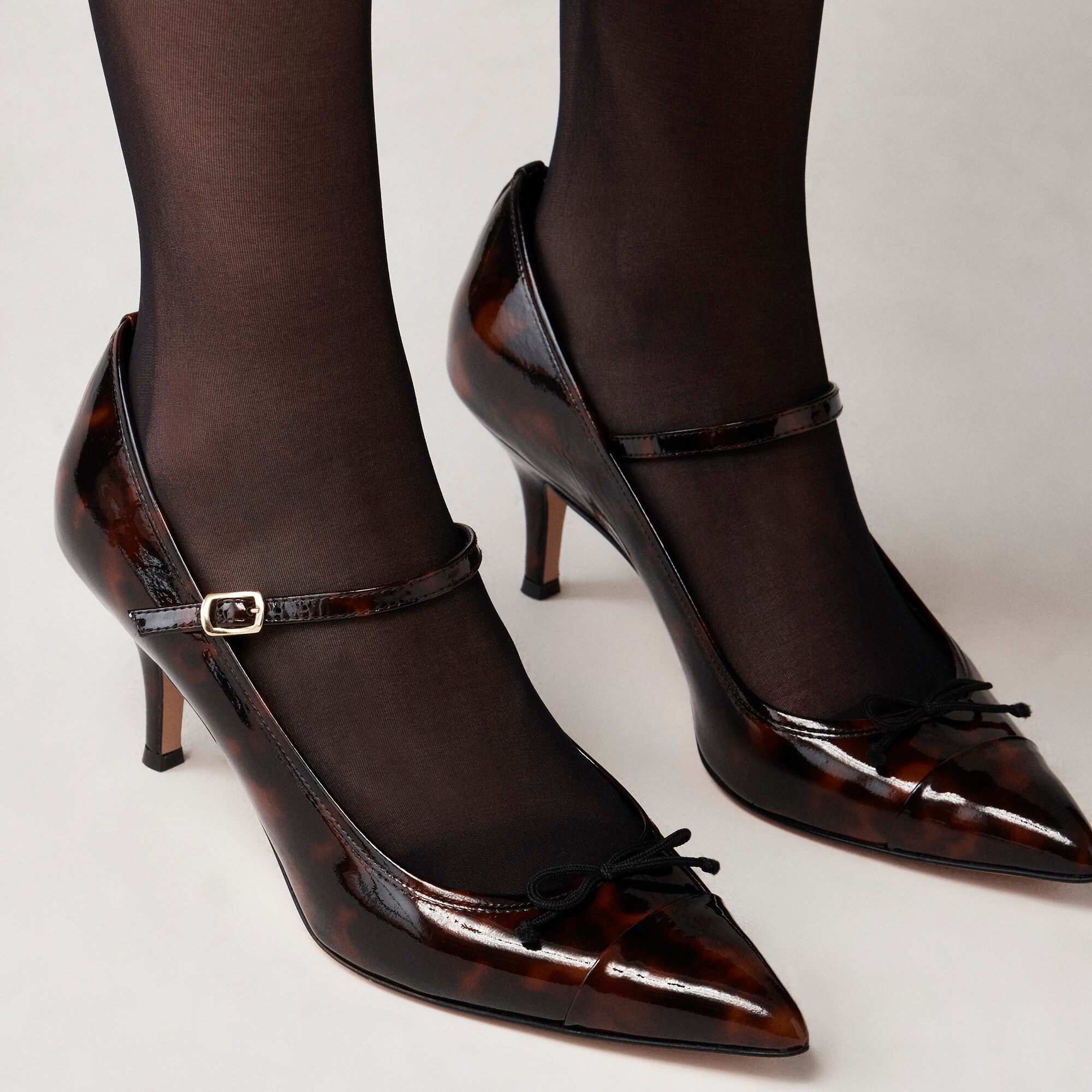 Made-in-Italy Colette cap-toe pumps in tortoise-print leather