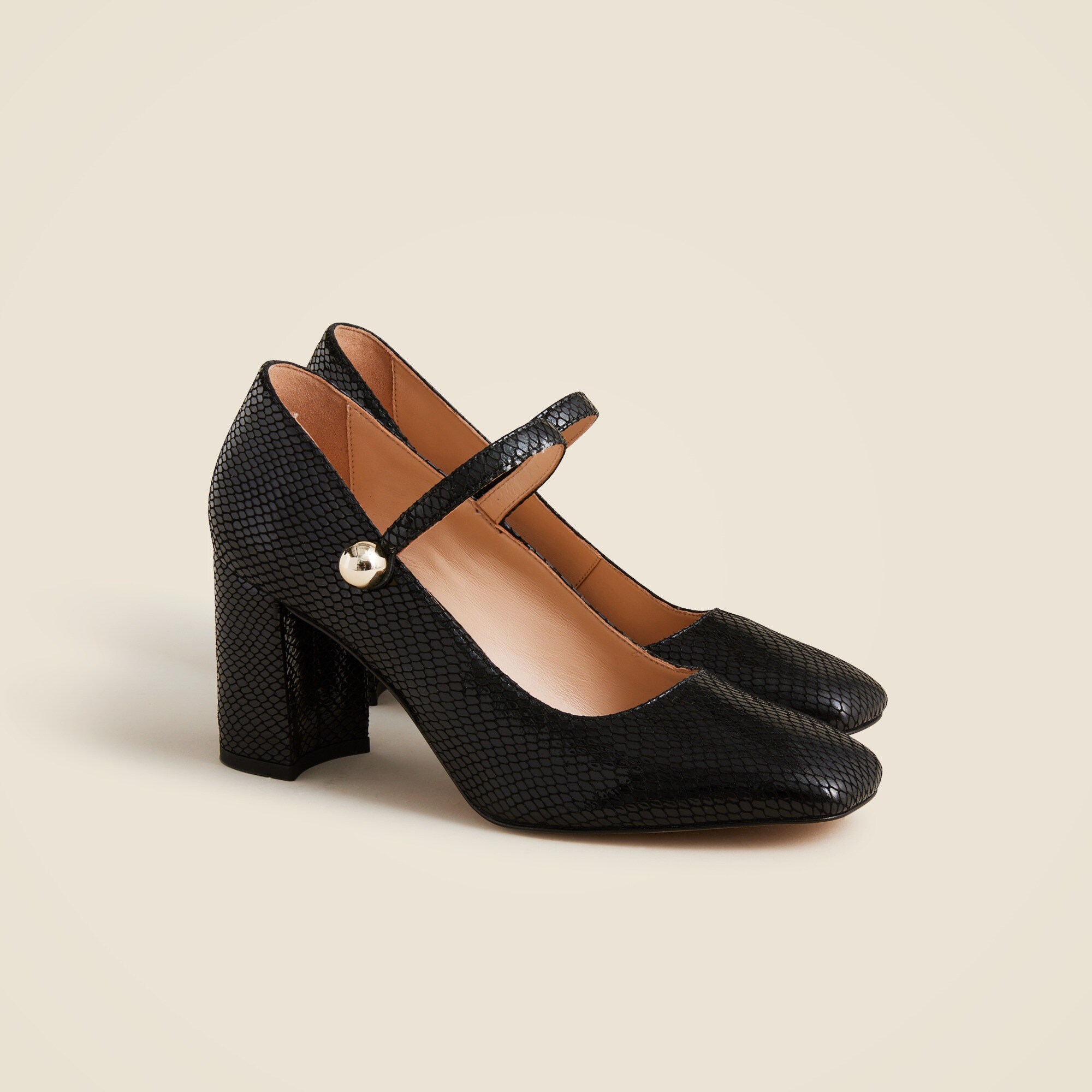 Maisie Mary Jane heels in snake-embossed Italian leather