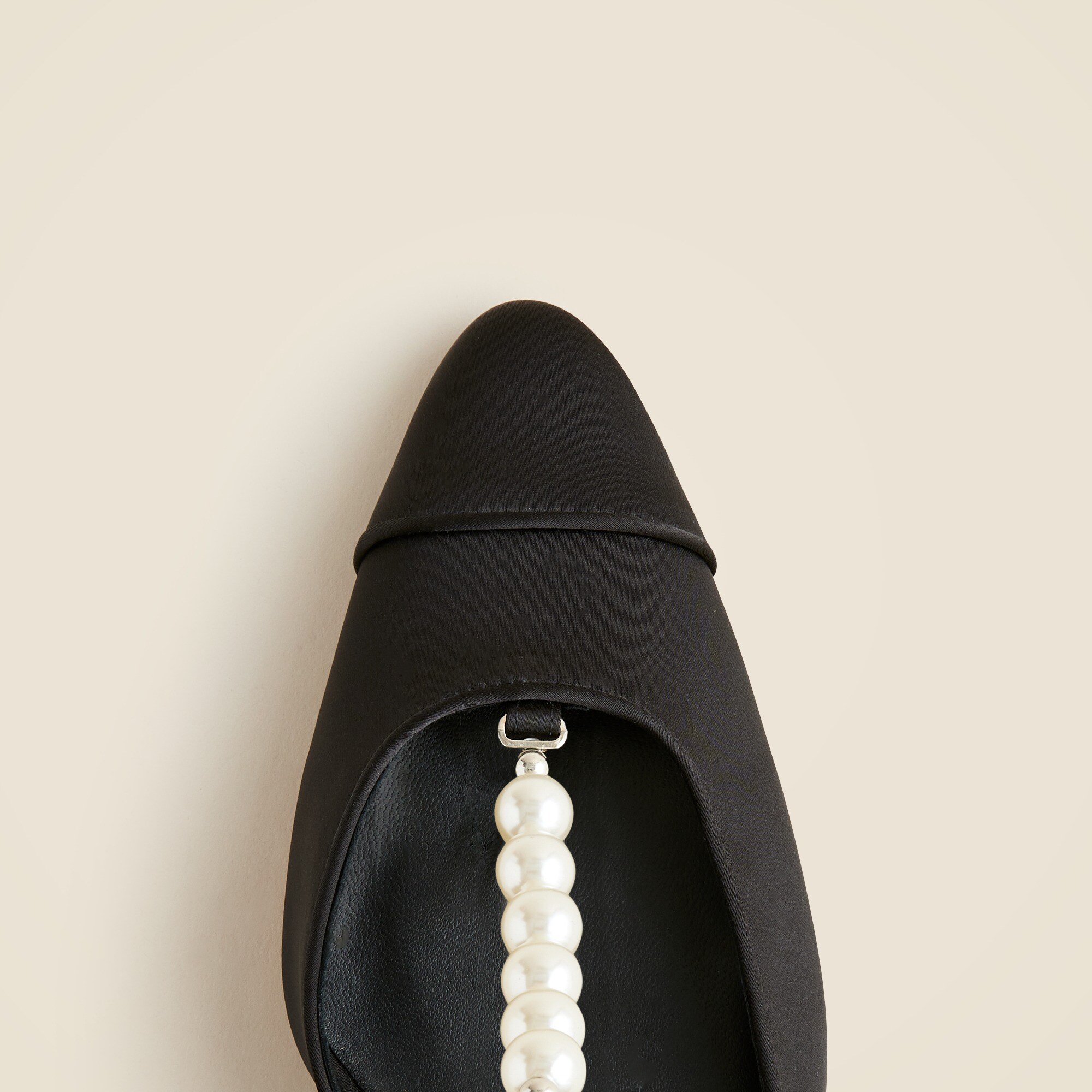 Made-in-Spain Jules pearl-strap pumps in satin