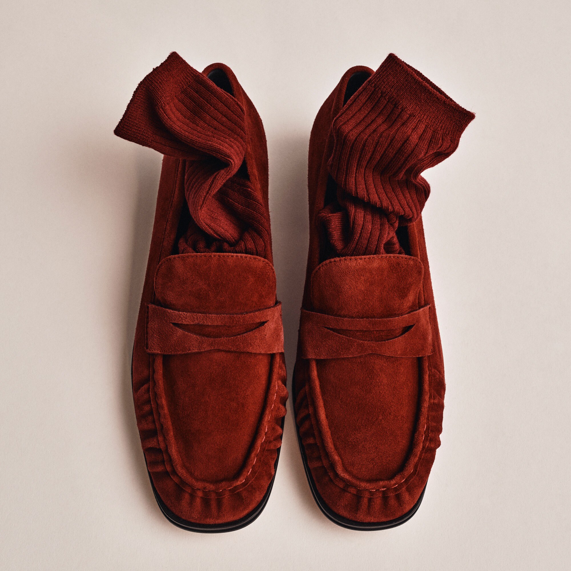 Maison ruched loafers in suede
