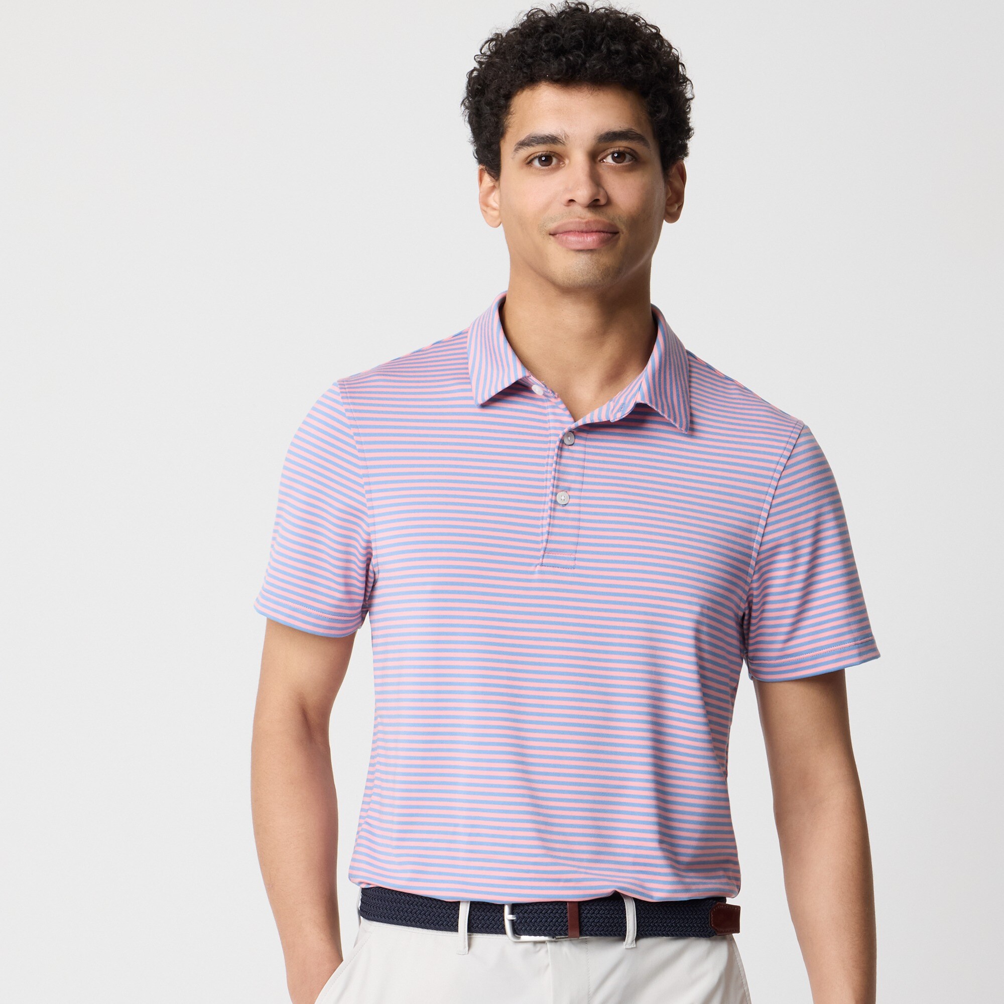 mens Striped performance polo shirt