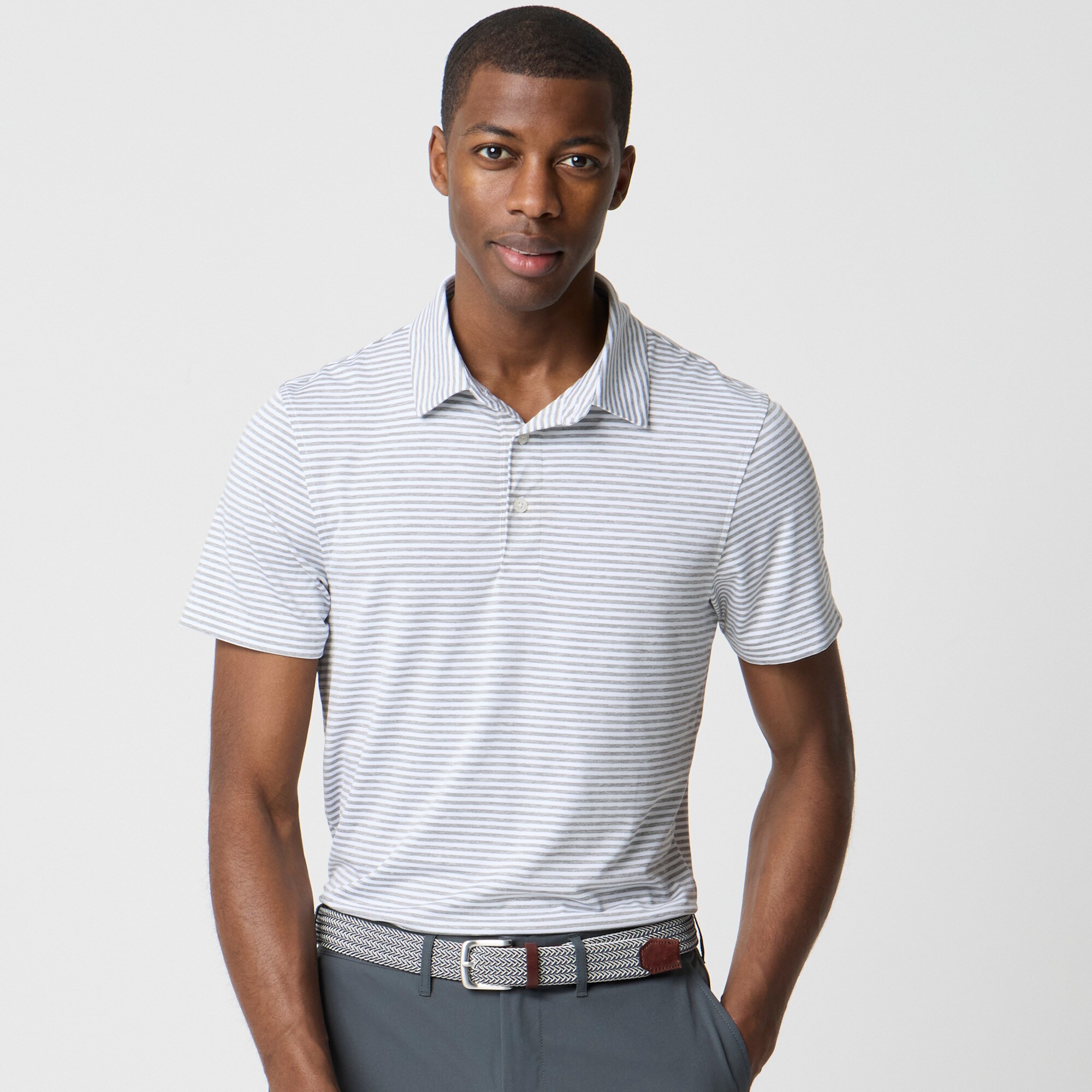 Striped performance polo shirt