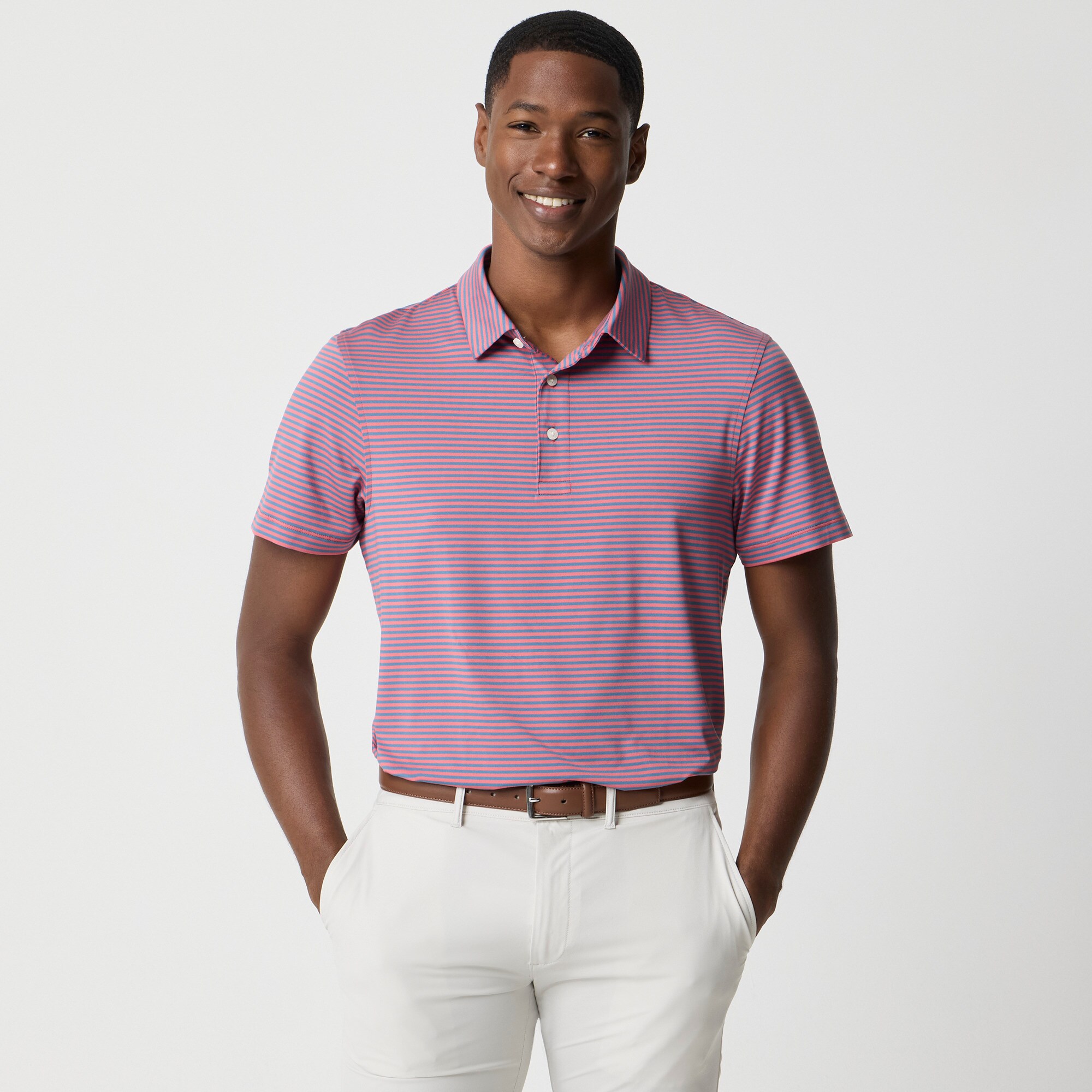 Striped performance polo shirt