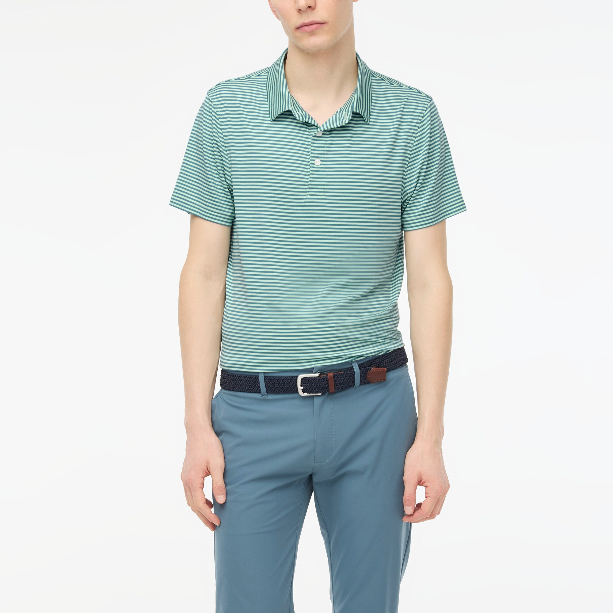 mens Striped performance polo shirt