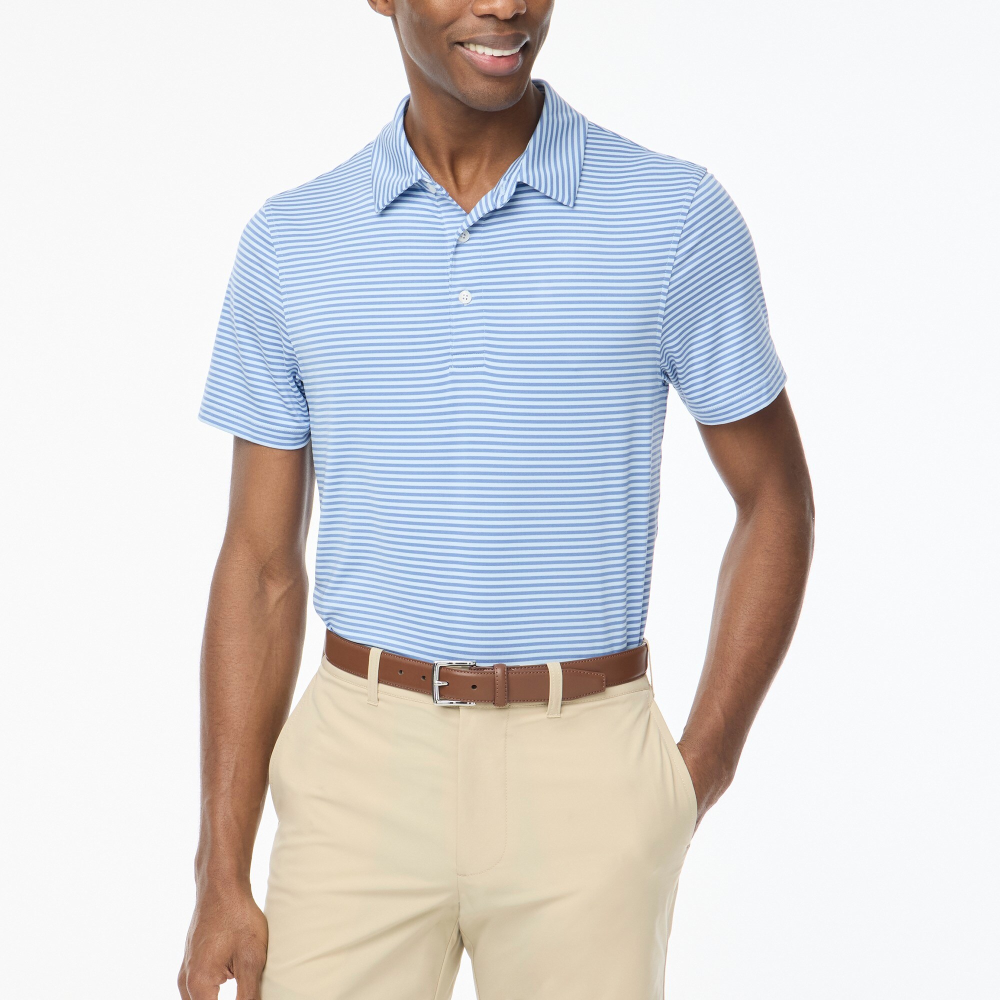 mens Striped performance polo shirt
