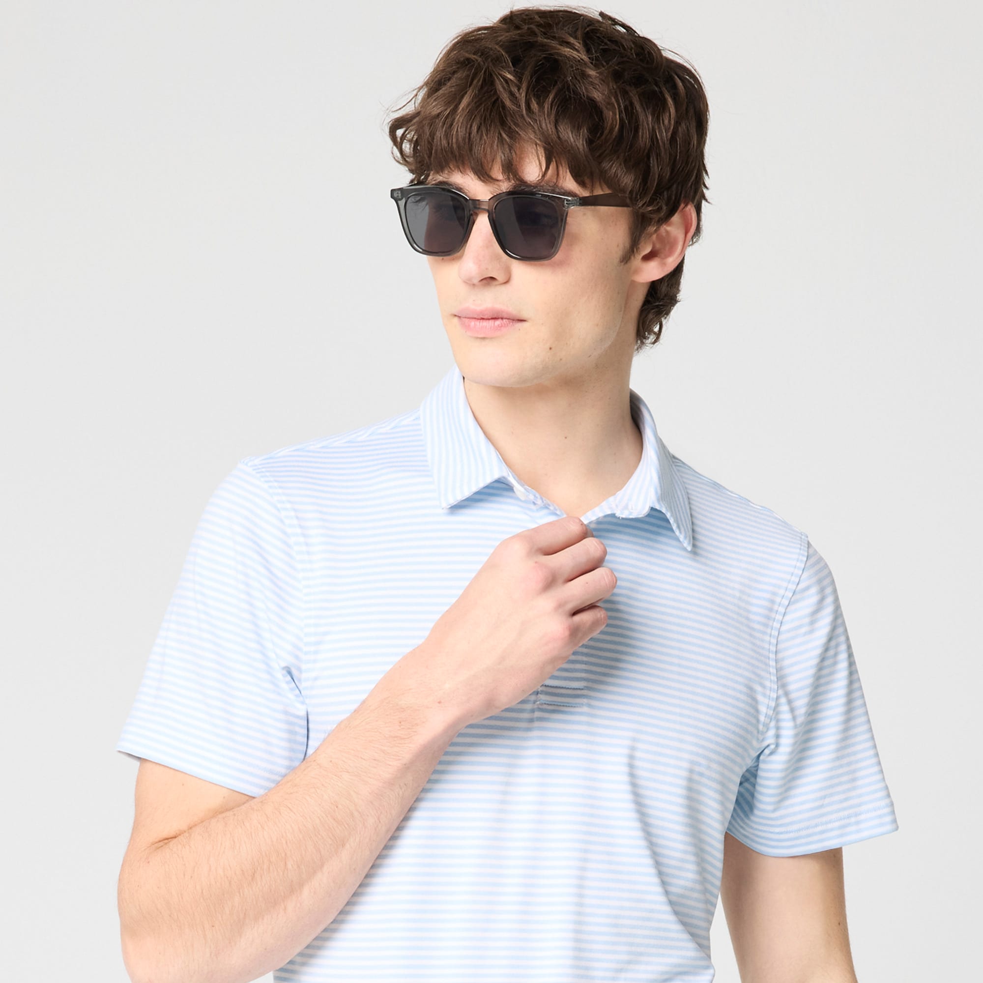 Striped performance polo shirt