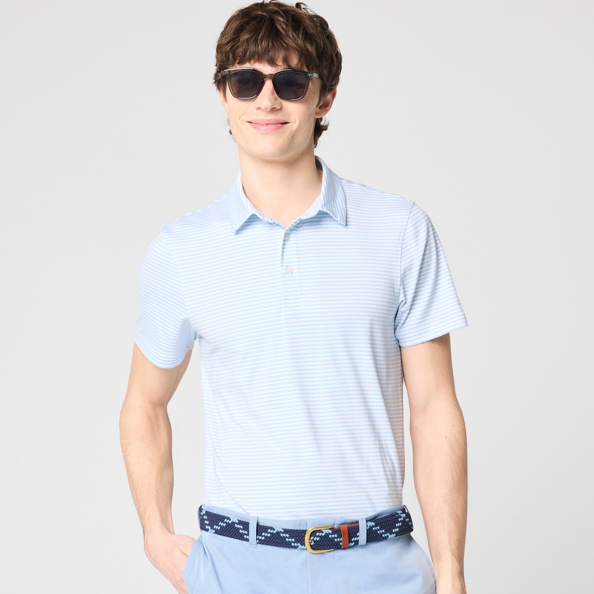 Striped performance polo shirt